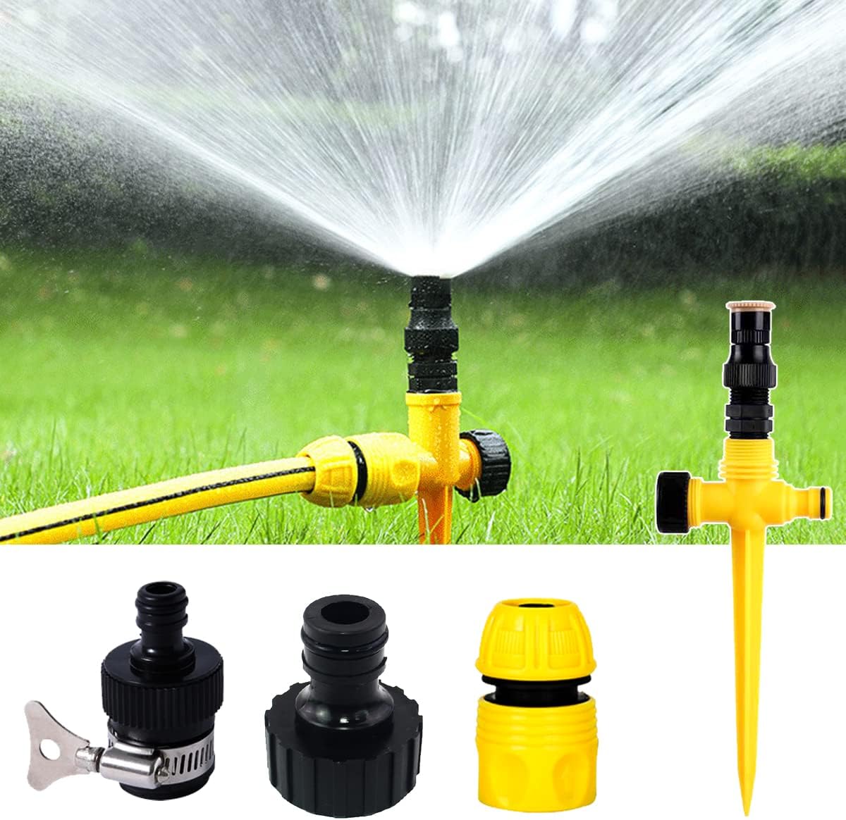 360° Rotation Auto Irrigation System Garden Lawn Sprinkler Patio, Garden Sprinkler Lawn Sprinkler, 90°/180°/360°, Adjustable at Will for Outdoor Grass Garden Yard Lawns (1 PCS)