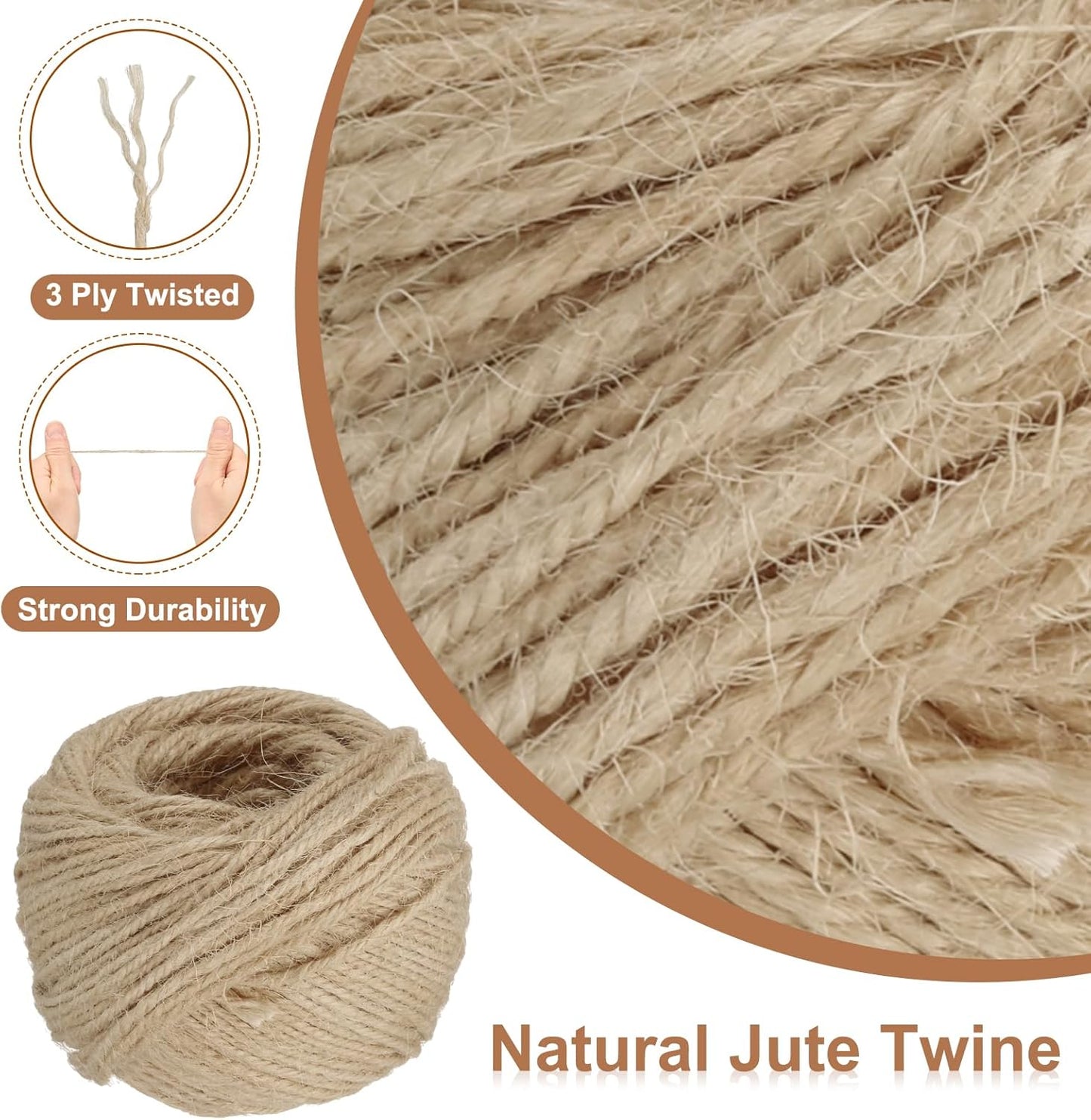 uxcell 164 Feet Natural Jute Twine String,2mm Thin Garden Twine Rope Colored Plant String Cord for DIY Art Crafts Gift Wrapping Decoration Packing Gardening Plant Hanger,Beige