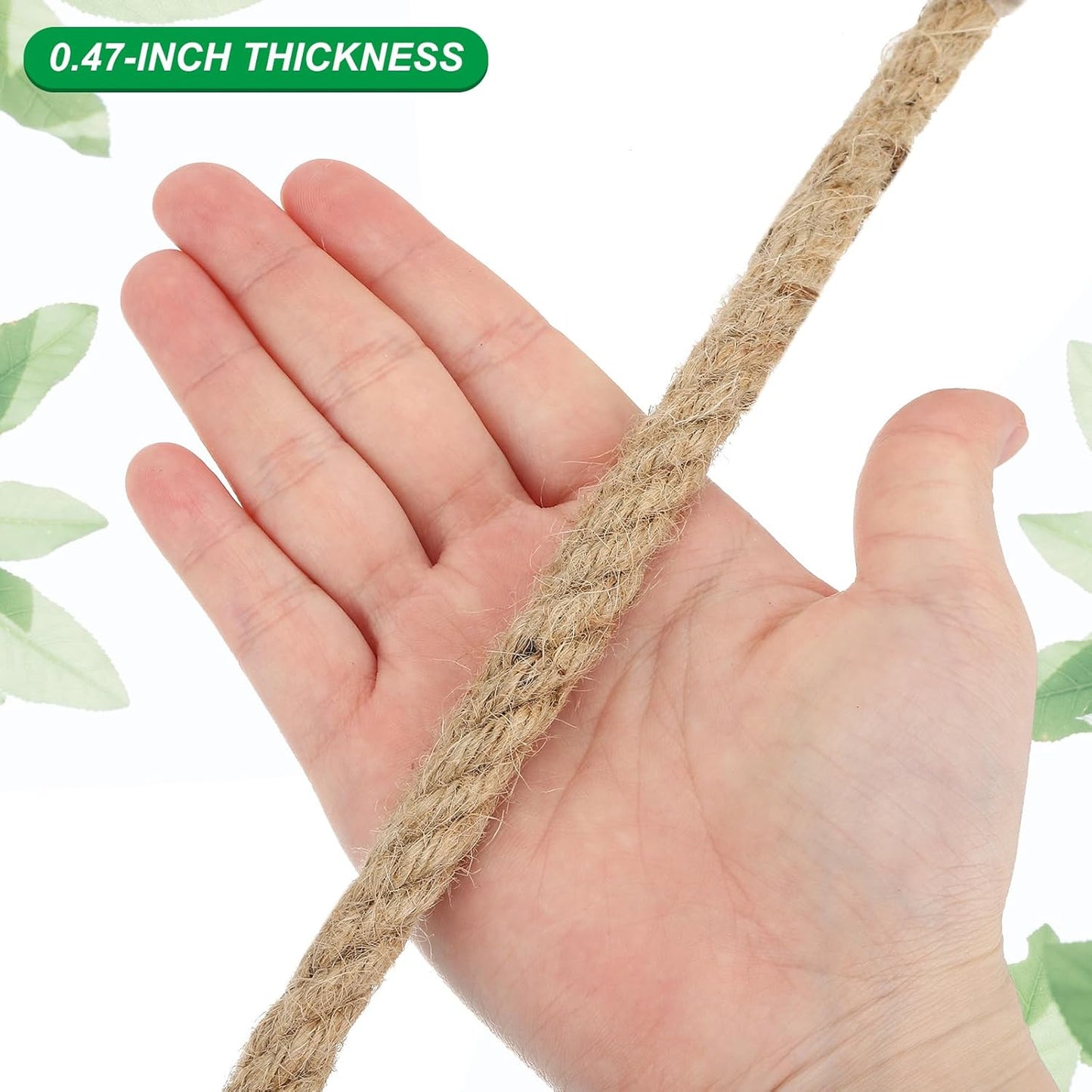 PATIKIL 1/2" x 50 Ft Twisted Manila Rope Jute Rope Natural Thick Jute Rope Twine Burlap Rope for Docks Railings Bundling Craft Tug of War Decorating