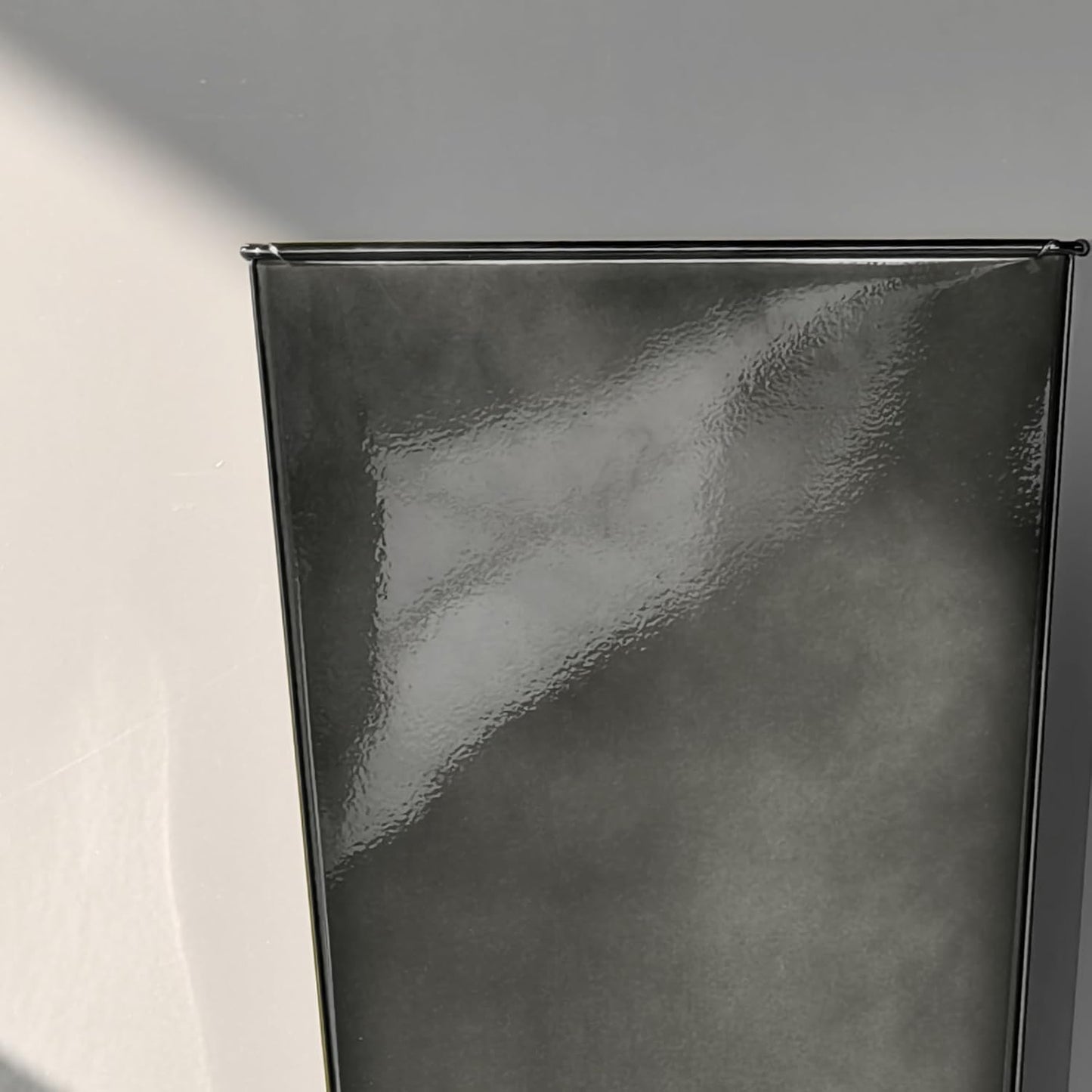 KOL 25'' & 28'' Tall Glazed Planter with Saucer, Set of 2, Galvanized Steel Planter Metal Pots for Indoor & Outdoor Use, Decorative Flower Plant Pots with Drainage Hole for Porch, Patio, Deck - Black