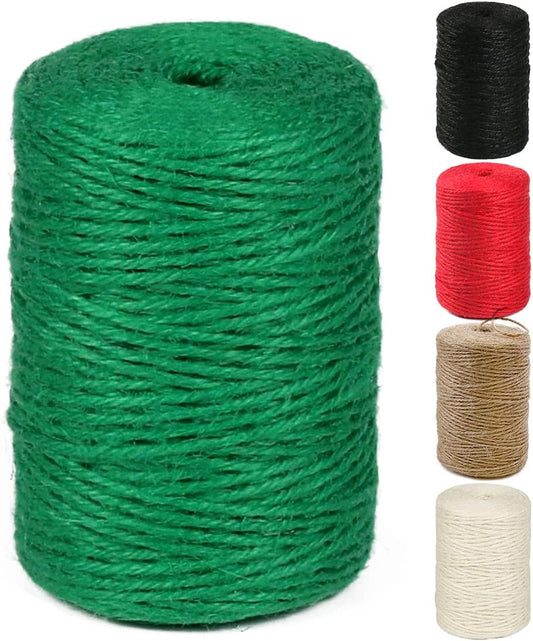PerkHomy Natural Jute Twine 600 Feet Long Colored Twine Rope for Crafts Gift Wrapping Packing Gardening and Wedding Decor (Green)