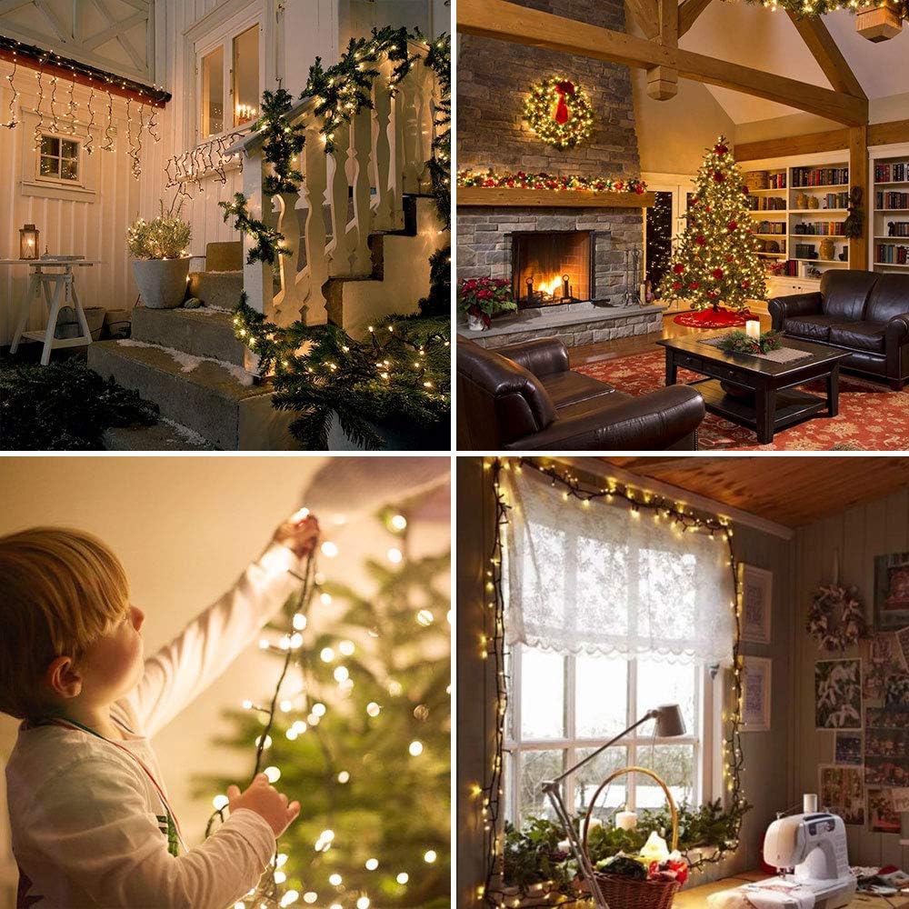 Solar String Lights Outdoor - 200LED 72Ft 8 Modes Waterproof Starry Fairy Lights for Patio Garden Wedding Party Christmas Decor (Warm White)