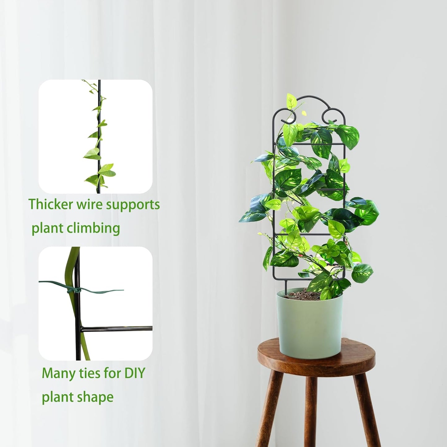 16 Inch Plant Trellis Indoor for Potted Plants 4 Pack Indoor Plant Trellis for Climbing Plants Houseplant Trellis Metal Garden Pot Trellis for Vine Ivy Support(16inch Black)