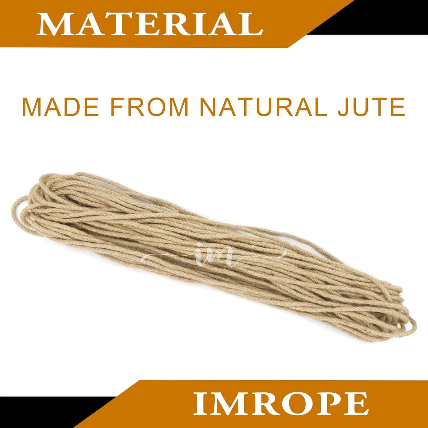 Jute Rope 1/4 Inch 100 ft 6mm Thick Natural Clothesline Garden Twine Rope, 4 Strands Heavy Duty & Strong Decorative String for Crafts, Hanging Plants, Packing & Bundling by IMROPE