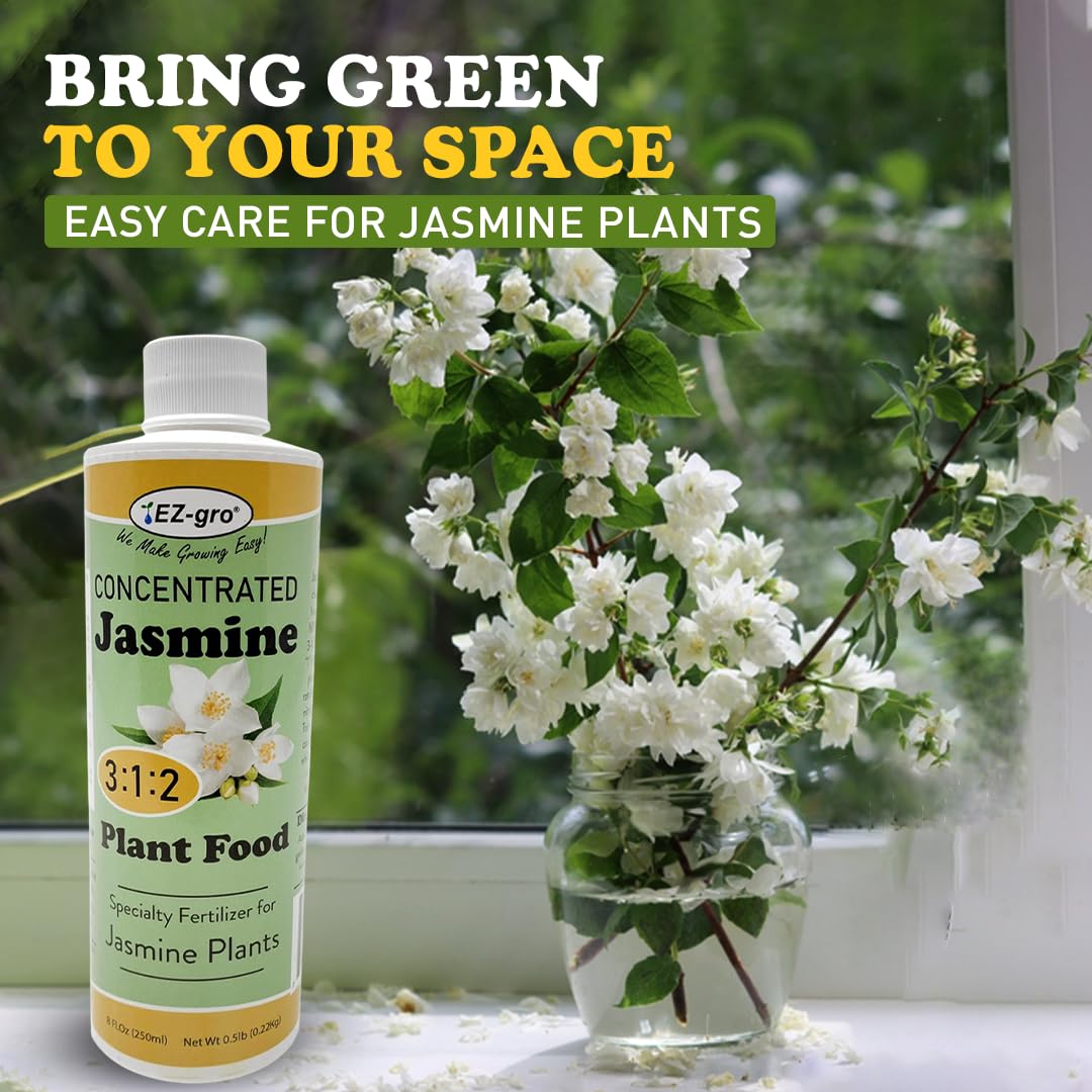 EZ-GRO Professional Liquid Jasmine Fertilizer - 8 oz Bottle | 3:1:2 Concentrated Nutrients for Indoor Plant Food | Houseplant Fertilizer for Jasmine Flowers| Promotes Vibrant Plants & Strong Roots