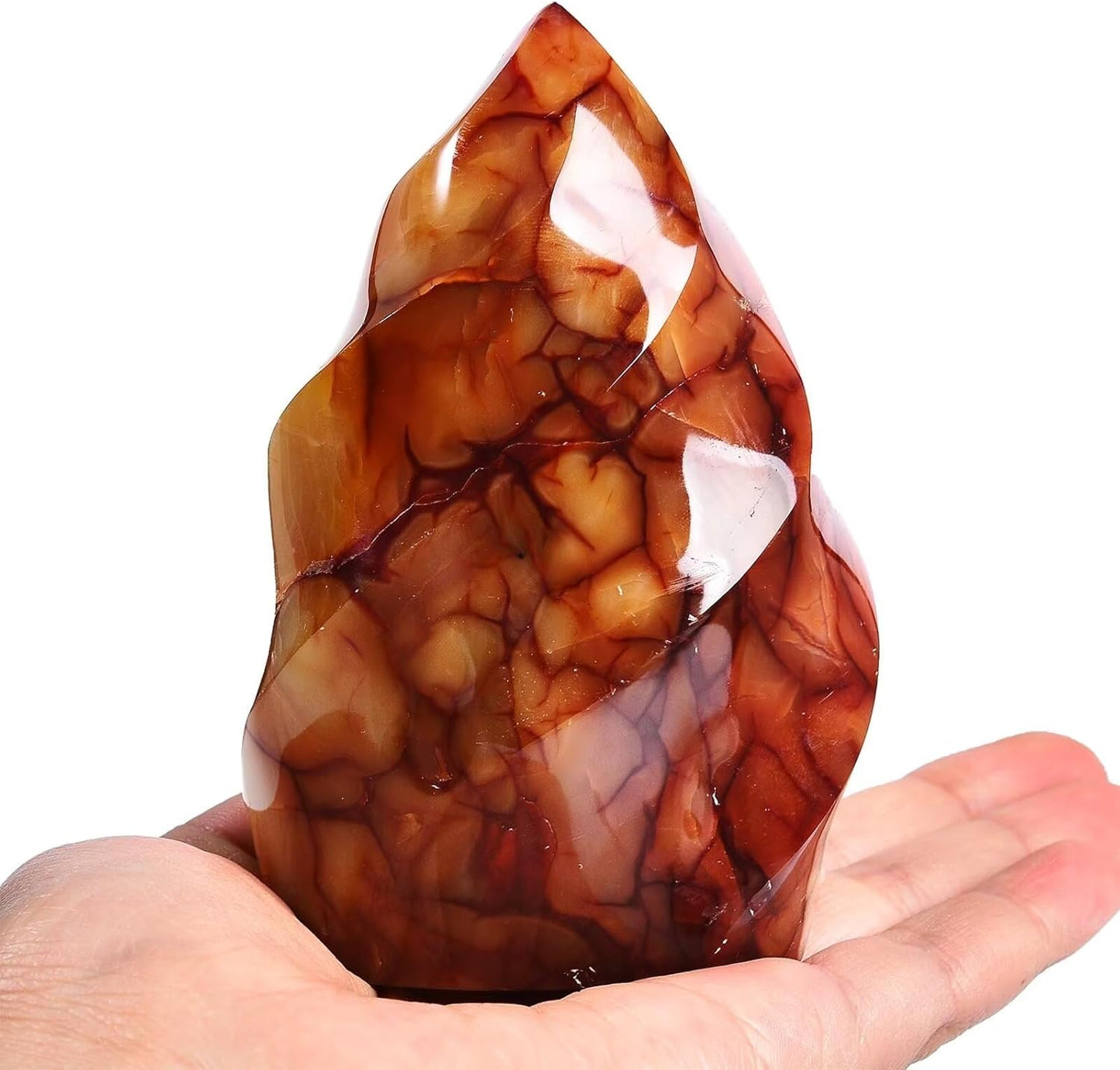 Red Agate Flame Shaped Stone Towers Obelisk Natural Healing Crystal Quartz Reiki Energy Decoration Home Office 1.5-2.2LBS