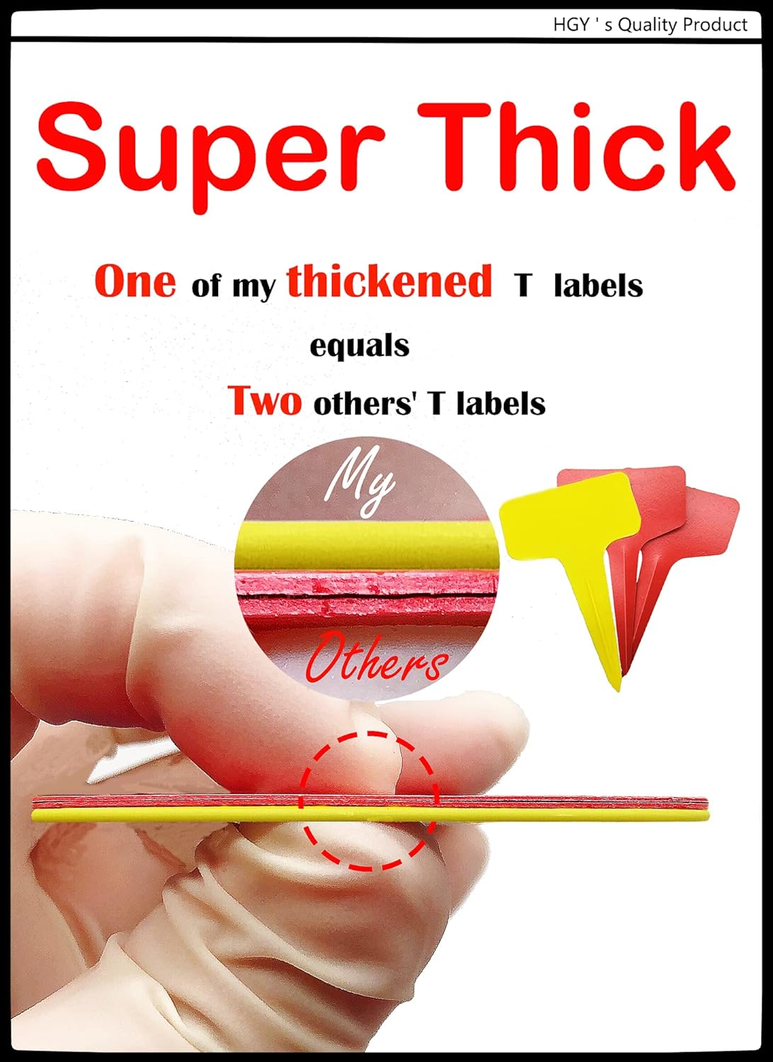 100 Pcs Yellow Thick Plastic Plant Labels Markers Tags Garden Re-Usable T-Type Sign with Marking Pen