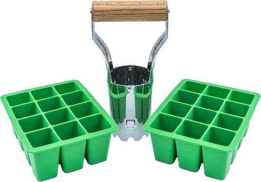 Cotswold Homeware Silicone Seed Starter Tray | 2 X 12 Cell Reusable Seed Starting Tray | for Vegetable, Flower & Herb Seeds | Indoor Grow Kit to Plant Seedlings | Stainless Steel Bulb Planter