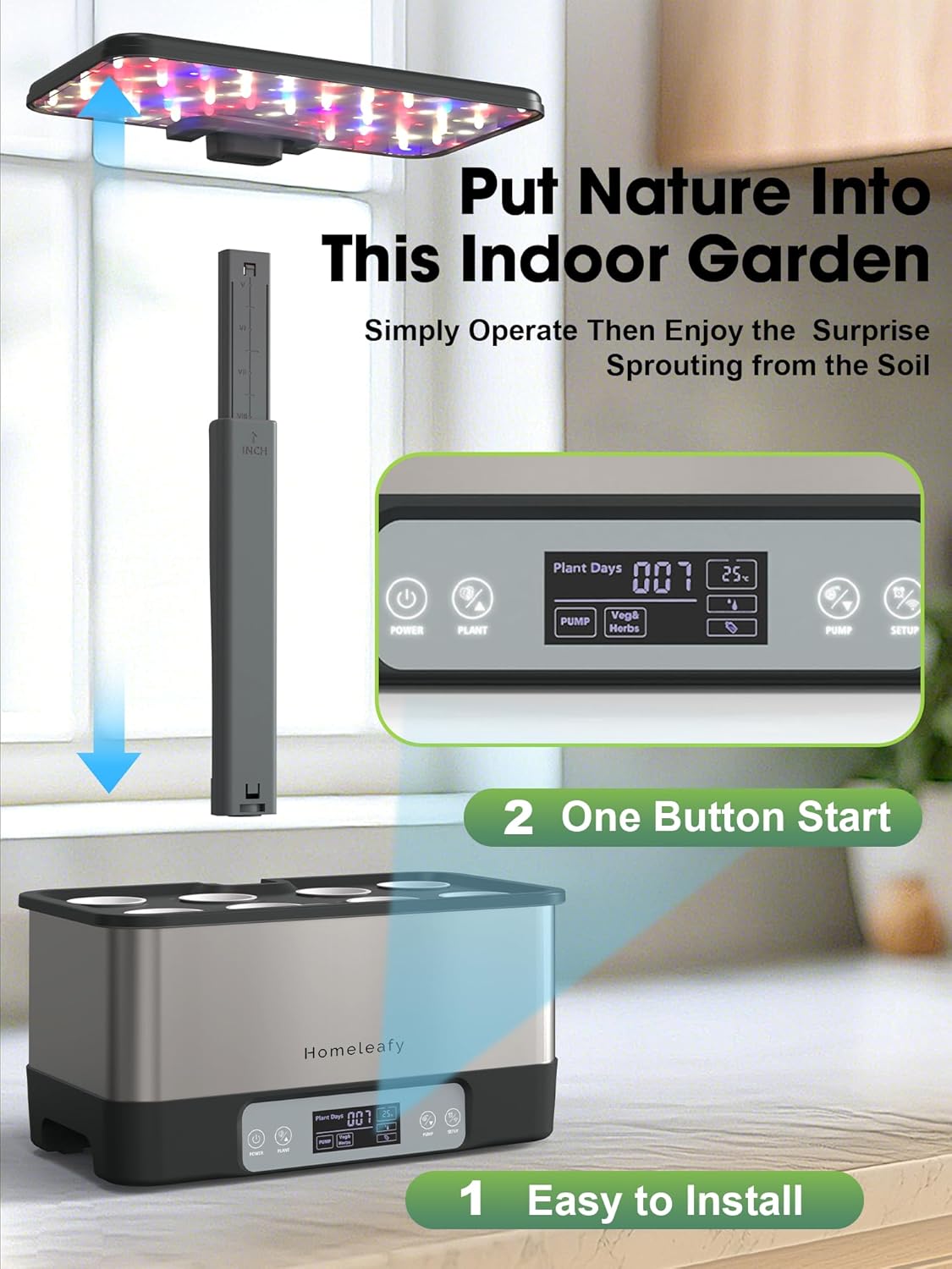 Hydroponics Growing System Kit, 8 Pods Smart Indoor Herb Garden with WiFi App Control, Seeds Pod Kit,LED Grow Light,Stainless Steel Herbs Planter for Lettuce,Basil,Gardening Gifts