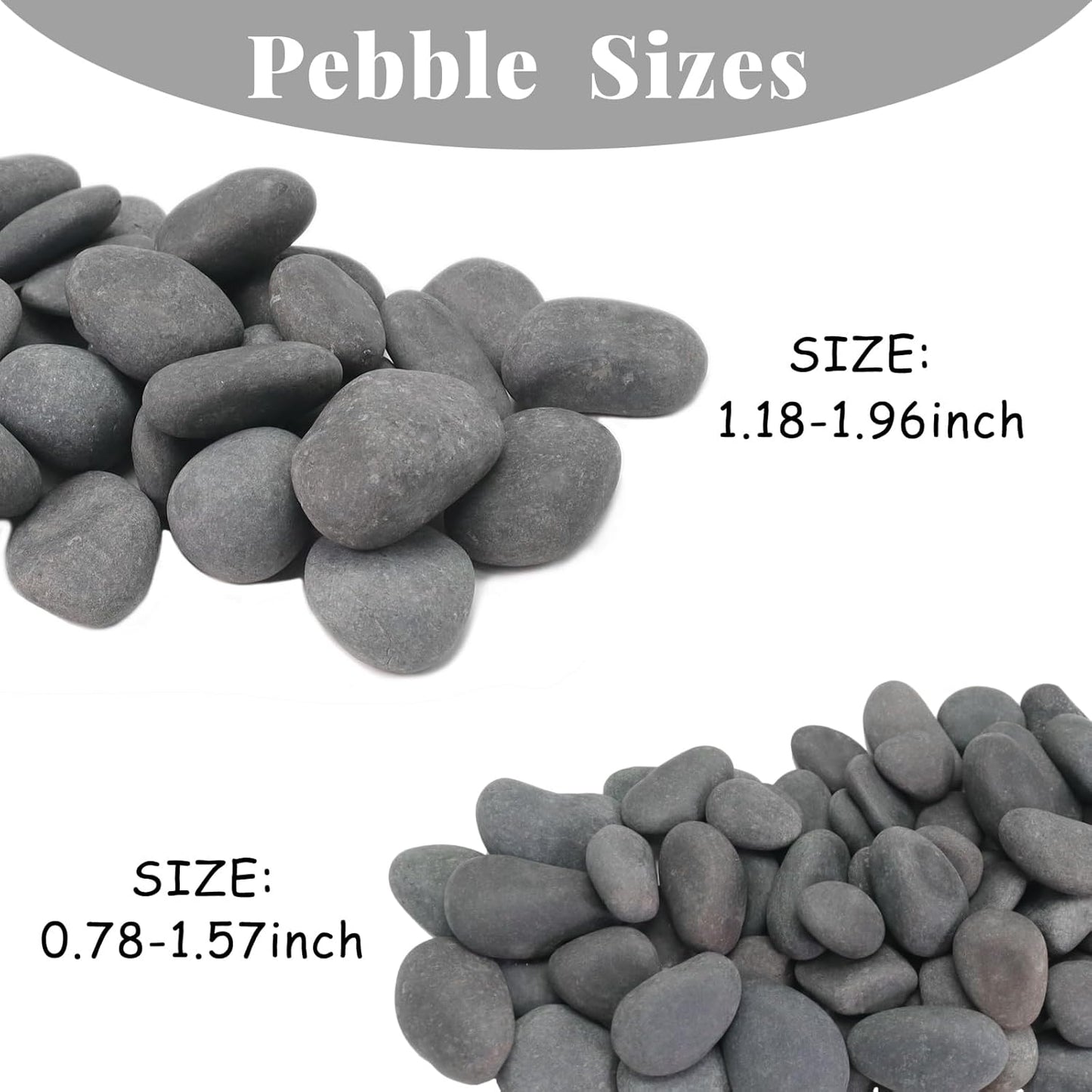 20LB Black Stones Pebbles River Rocks, Natural Beach Pebbles, Garden Decorative Stones-1-2 Large Plant Rocks,Ideal for Aquarium, Home Decor