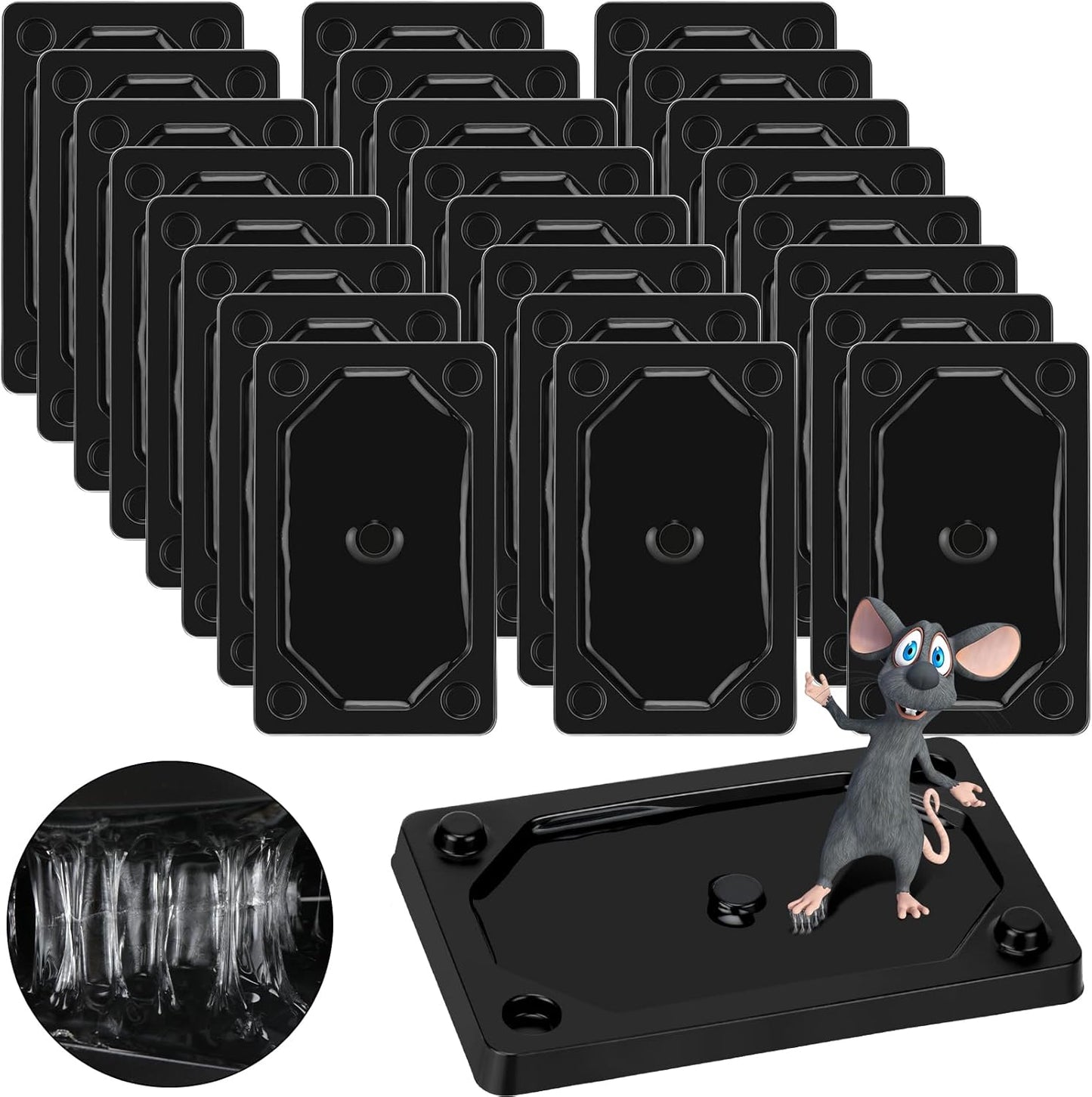 Qualirey 24 Pieces Mouse and Insect Glue Traps Baited Sticky Plastic Boards for House Rodents Heavier Adhesive Traps with Nontoxic Glue for Insects, Ready to Use, Pet Children Safe
