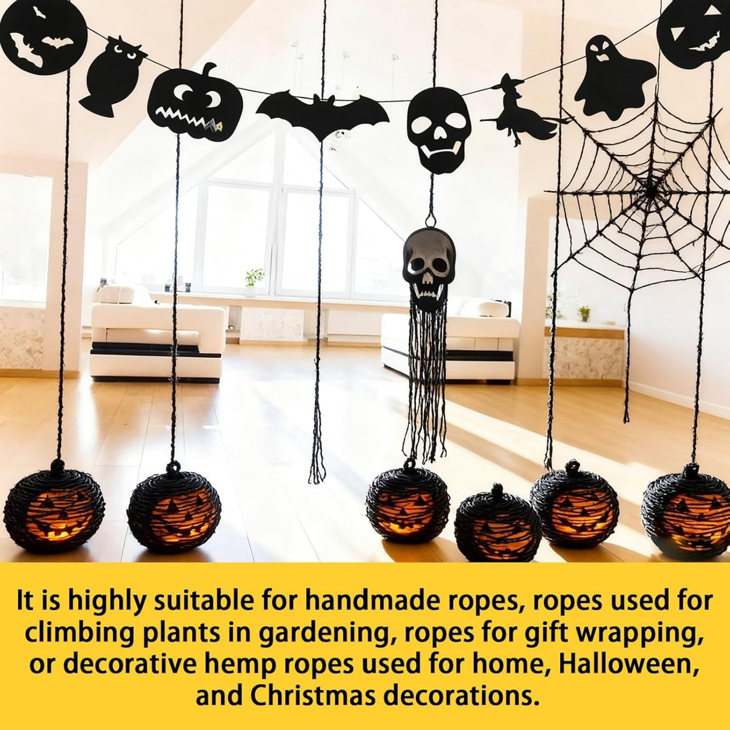 2mm 328 Feet Black Natural Jute Twine, for Crafts Gift, Craft Projects, Wrapping, Bundling, Packing, Holiday Packaging Twine, Gardening and More, Jute Rope to Use Around The House and Garden