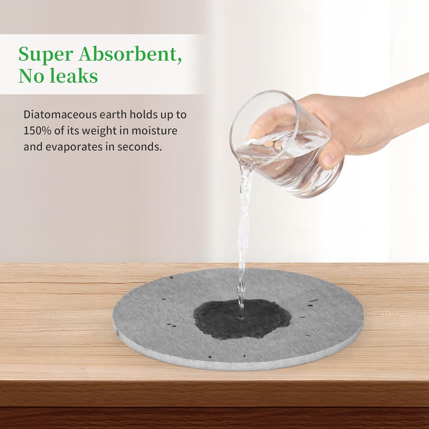 2 PCS Plant Saucer Flower Pot Saucers, Absorbent and Quick-Drying Plant Coasters, Diatomaceous Earth Round Plant Drip Trays for Keeping Counter and Floors Dry and Clean, Gray (8-inch)