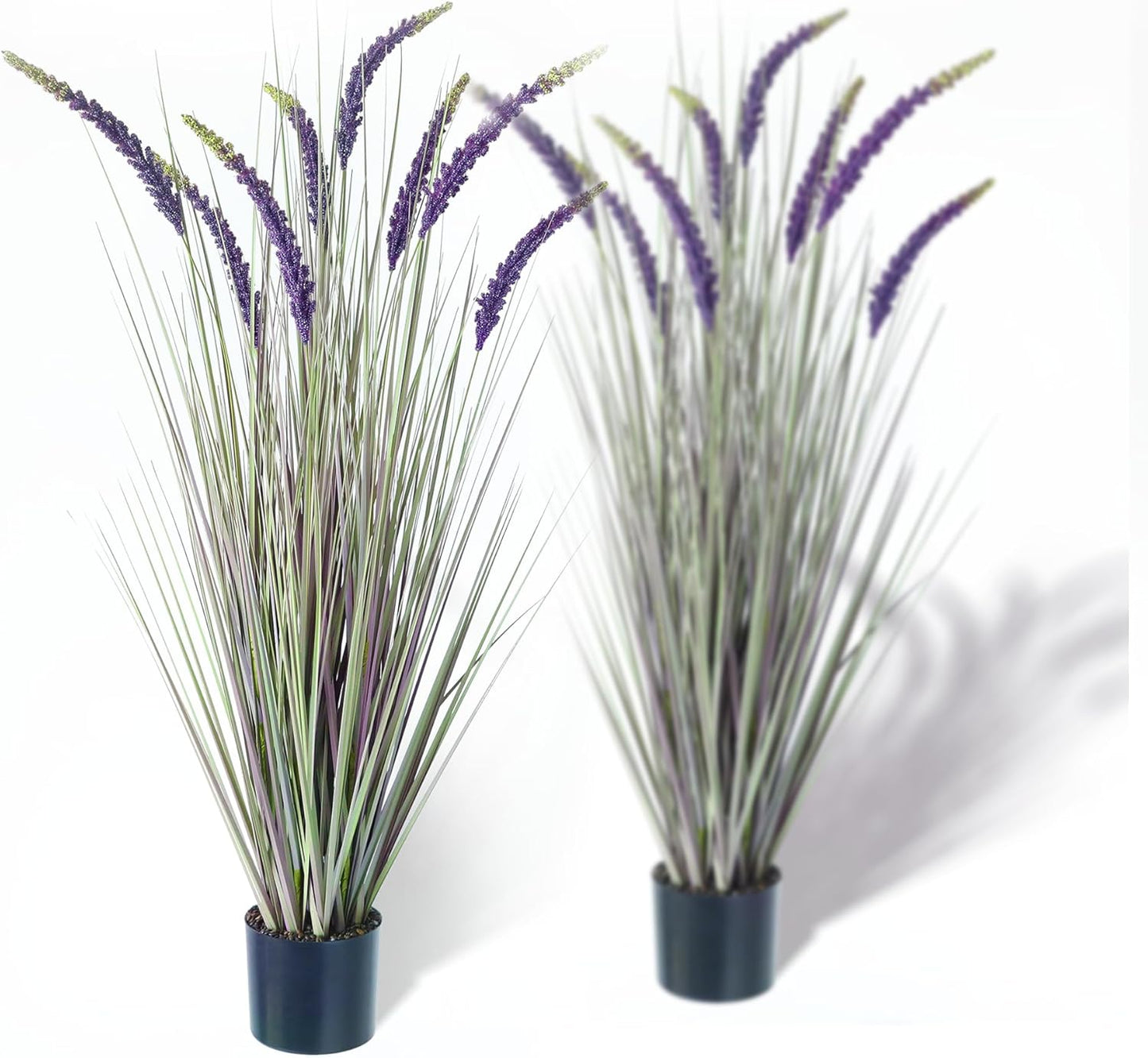 KOL 4ft 2-Pack Faux Veronica Spiked Speedwell Grass, 47in Artificial Veronica Spicata Flower, Tall Reed Grass for Home Office Garden Wedding Décor, Indoor/Outdoor Fake Plant, UV-Resistant, Purple
