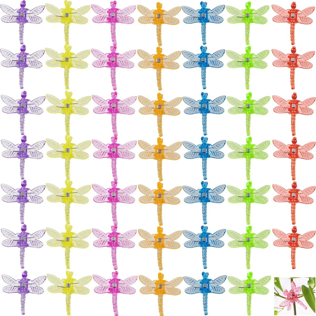 GXXMEI 70PCS Butterfly Orchid Clips Colorful Dragonfly Garden Plant Clips Portable Daisy Garden Flower Plant for Support Flower Orchid Vine