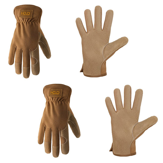 HLDD HANDLANDY 2 Pairs Leather Gardening Gloves for Men, Utility Work Gloves for Gardening, Yardwork, Construction, Mechanics, Great Garden Gifts for Men Women