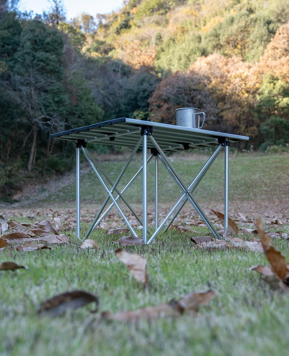 iClimb Ultralight Compact Camping Folding Table with Carry Bag (Reinforced Black - L)