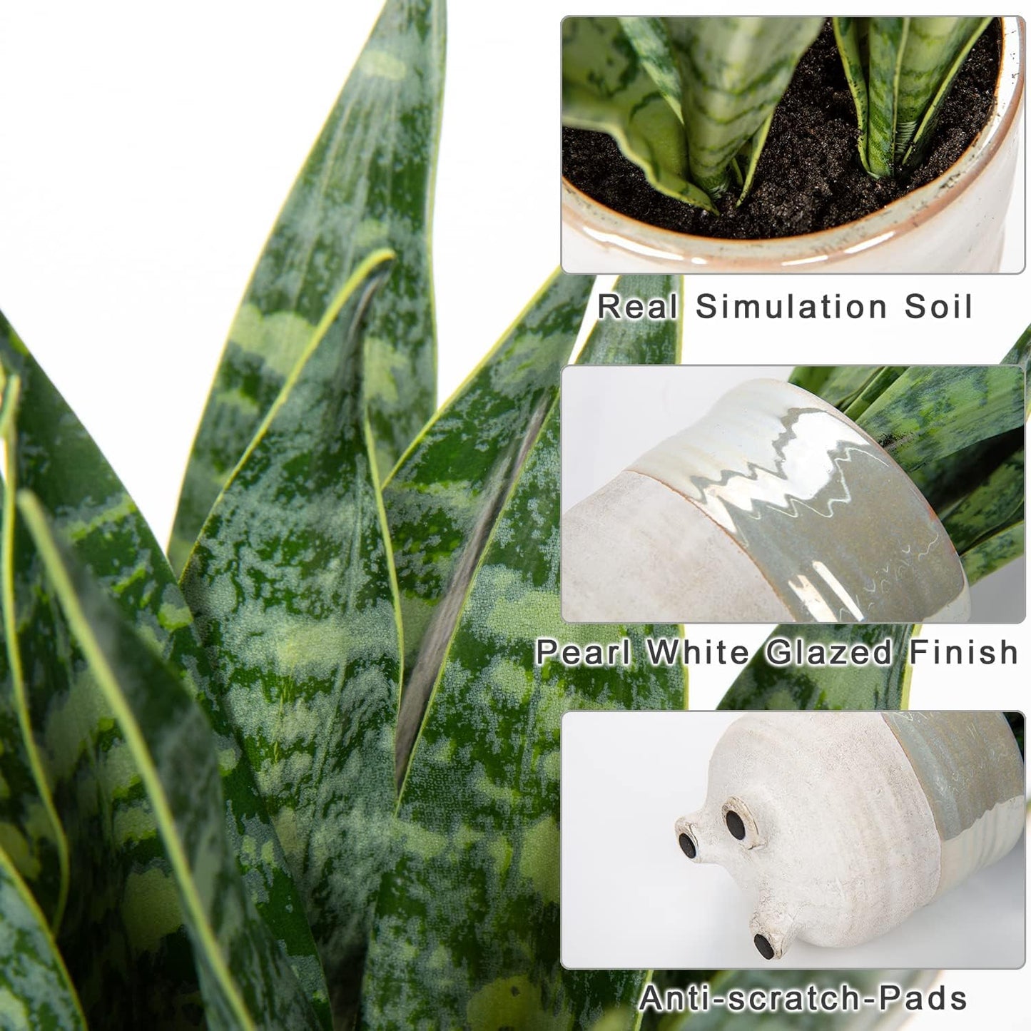 Hollyone Fake Snake Plant 12 Inch Small Artificial Snake Plant Potted with Ceramic Pot Faux Sansevieria Plant for Home Office Room Indoor Decor Housewarming Gifts