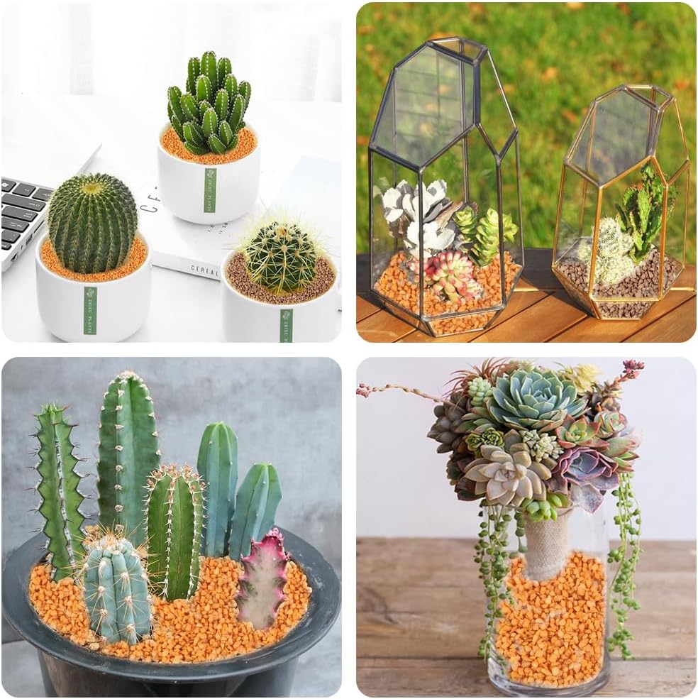 HappyFiller Fall Decoration 14 OZ Orange 2-5mm Gravels Decorative Succulent Soil Cover Small Stones Topper Dressing,Bonsai Fairy Garden,Harvest Autumn Decor Pebbles