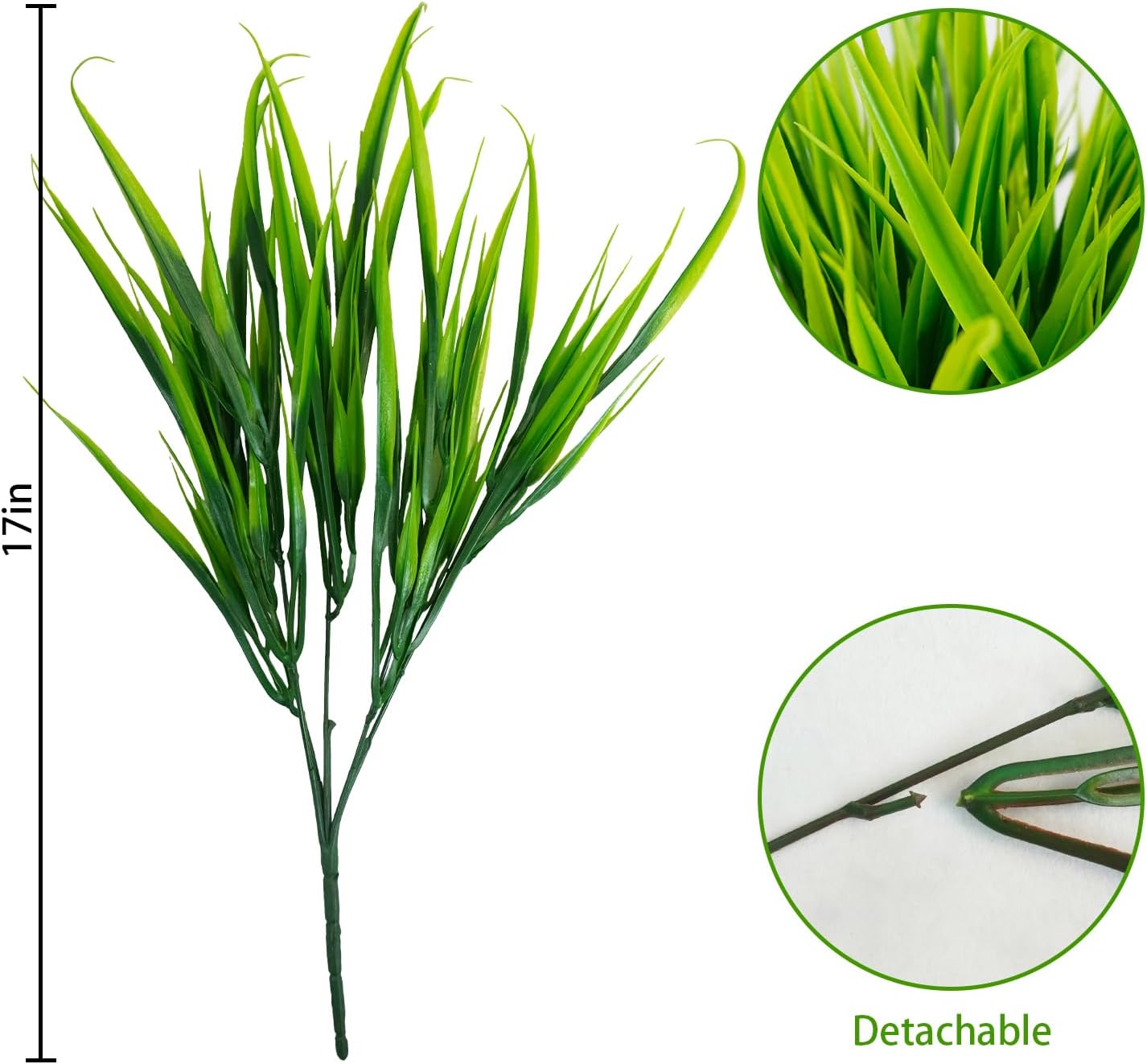 Uieke 6 Bundles Artificial Outdoor Plants UV Resistant Fake Grass Plants Faux Plastic Plants Greenery Shrubs for Home Garden Pathway Window Box Front Porch Cemetery Spring Summer Decor, Green