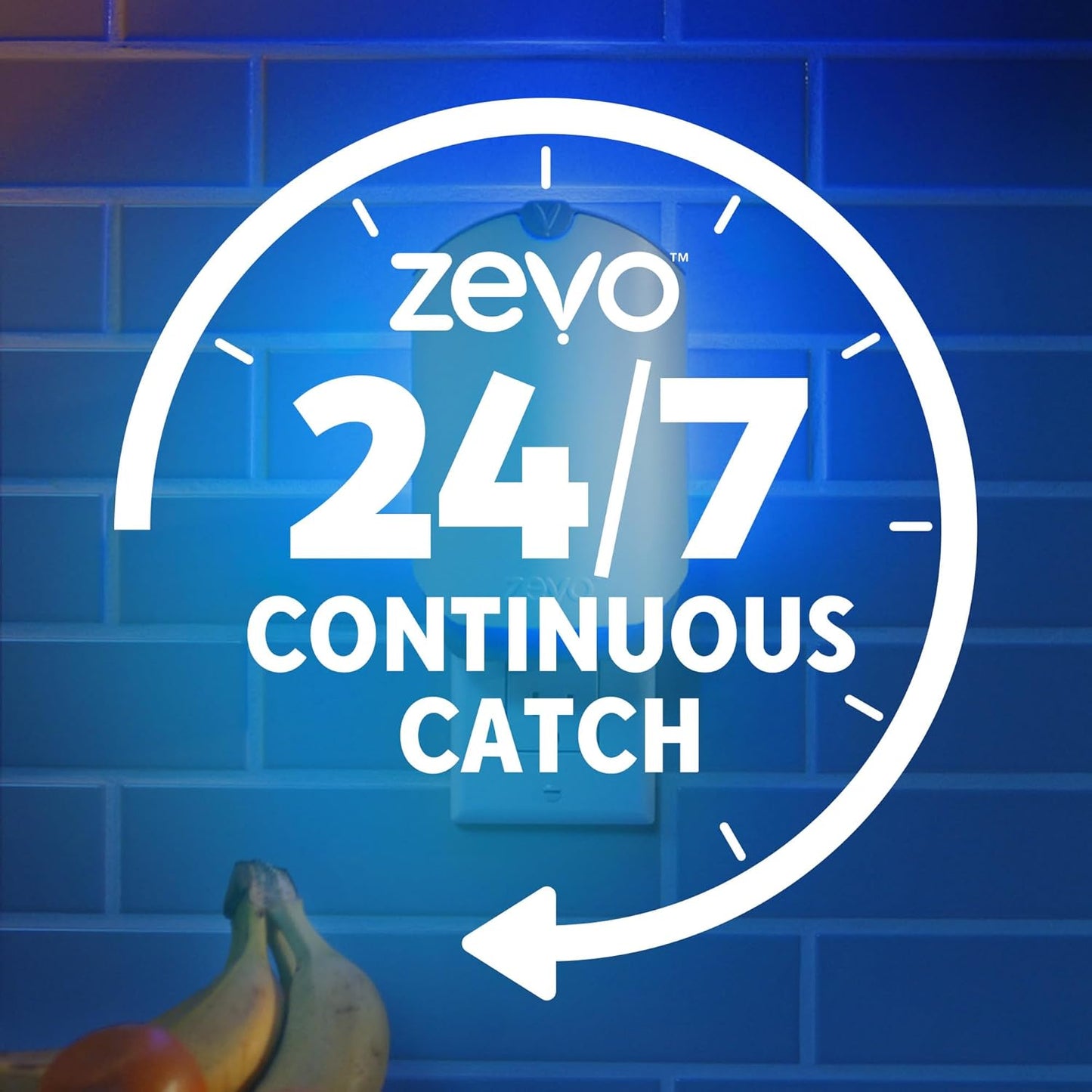 Zevo MAX Bug Catcher & Fly Trap for Indoors - Flying Insect Trap for Gnats, House & Fruit Flies - Use in Any Room - No-Mess Disposal (2 Plug in Bases & 3 Cartridges)