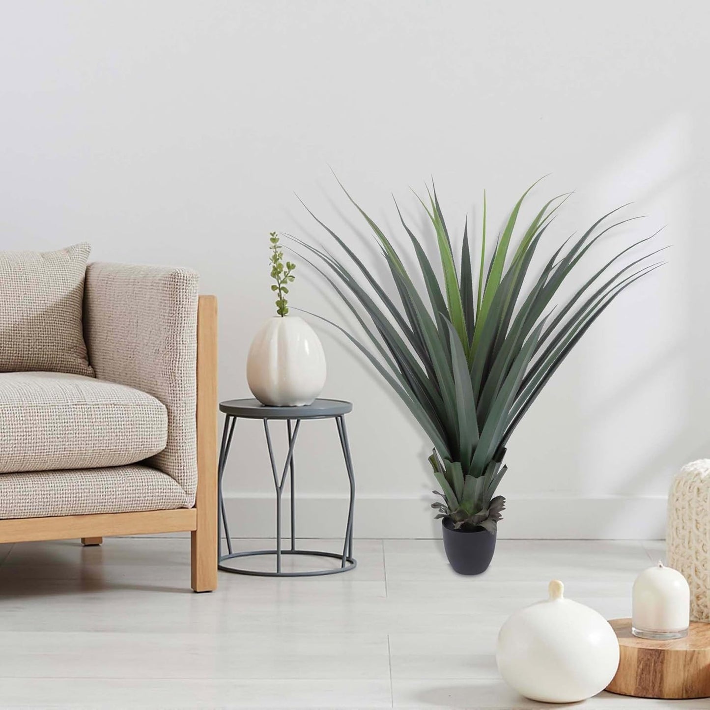 Artificial Spiked Agave Plant 40inch Faux Agave Plants for Front Porch Patio Indoor Outdoor Home Office Decor (2PACK)