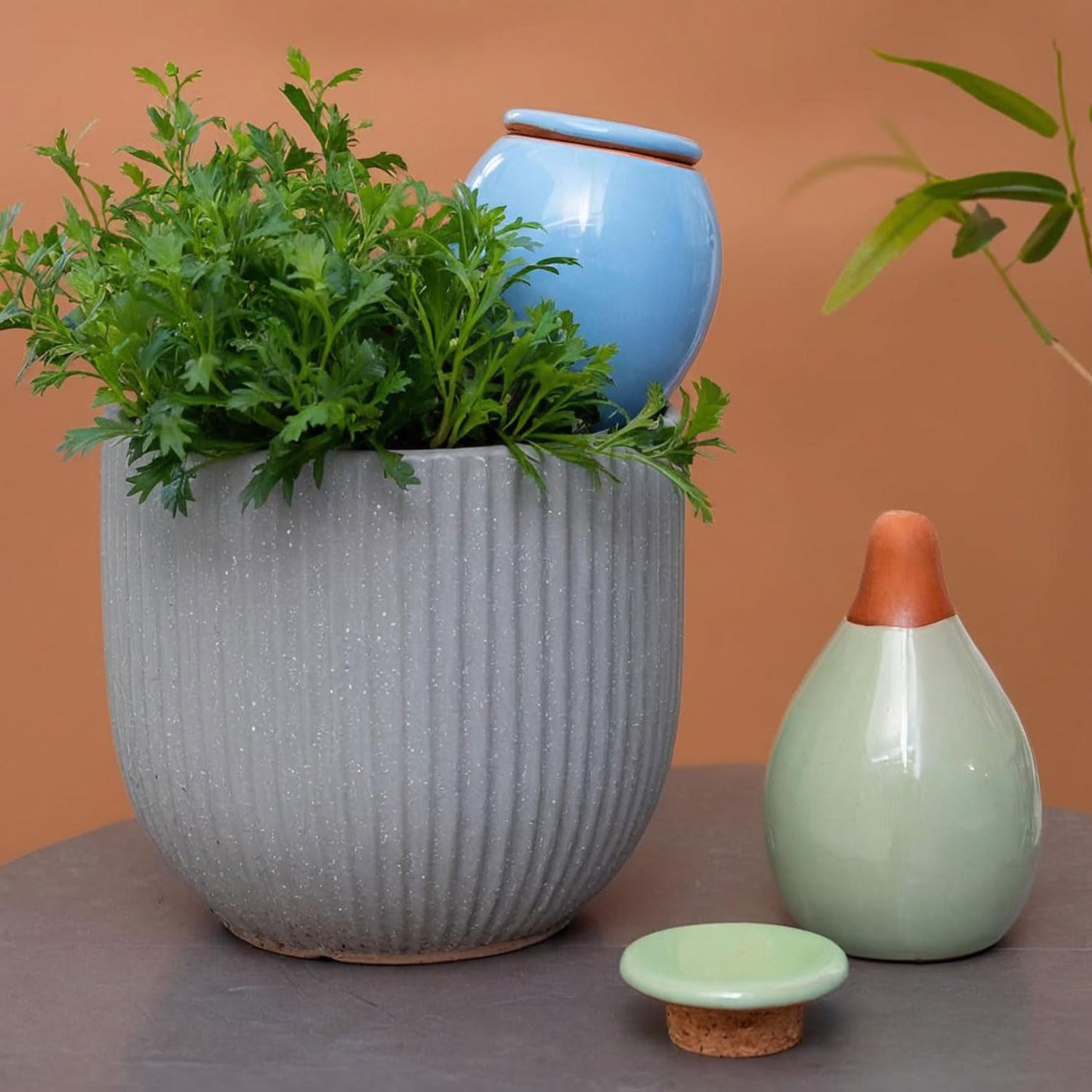 Self-Watering Planter Insert - 2 Pack Automatic Watering System for Indoor and Outdoor Potted Plants - Eco-Friendly Blue & Green Design with 300ml Capacity for Vacation Moisture Control