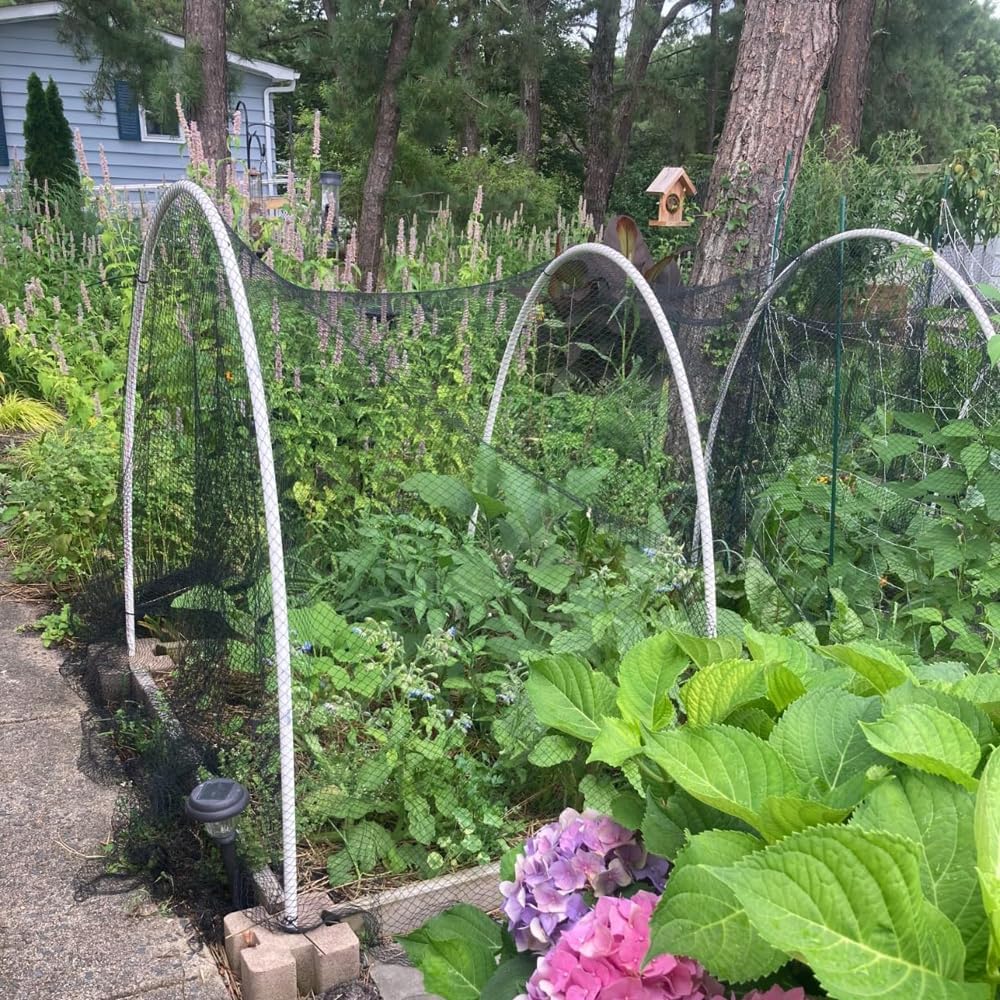 Junflying Bird Netting, 20x20 FT – 1/2" Mesh, Woven Black Netting for Garden Protection with Ties, Protects Vegetables, Fruit Trees, Blueberry Bushes & Strawberry Plants