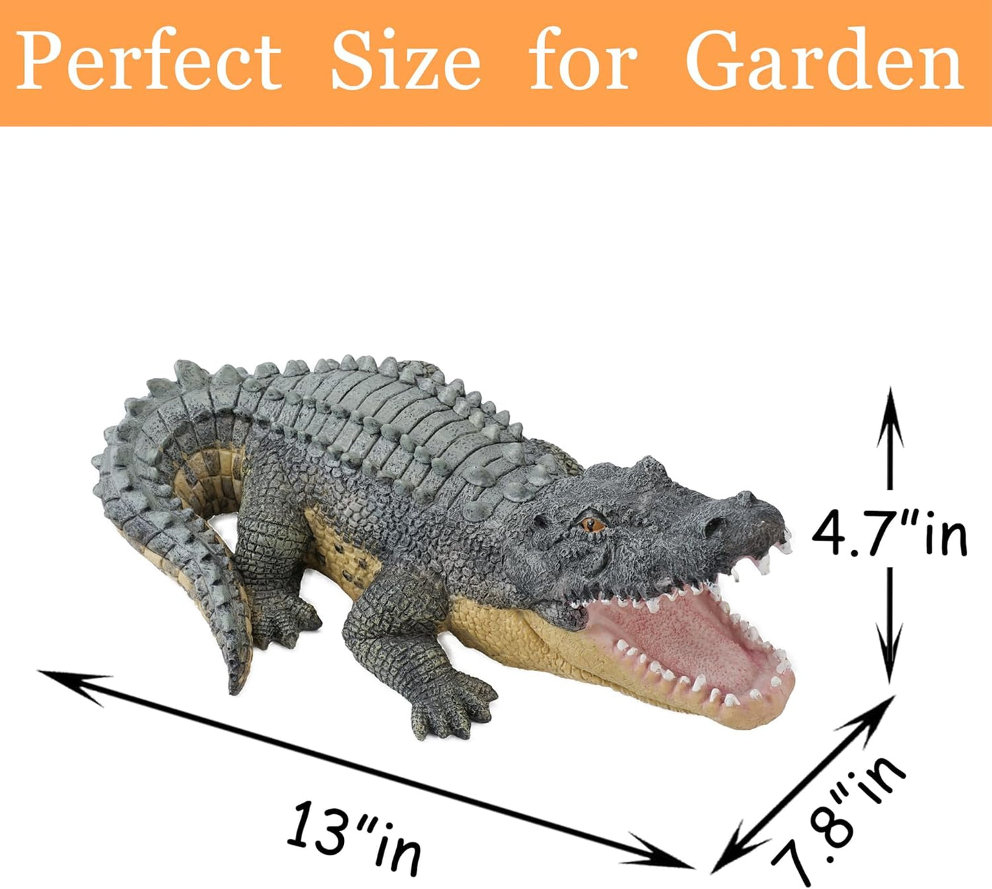13 Inch Real Crocodile Statue - Garden Animal Sculptures & Statues, Alligator Decor for Lawn, Patio, Crocodile Coastal Beach Decor Perfect for Home Garden, Patio, Backyard