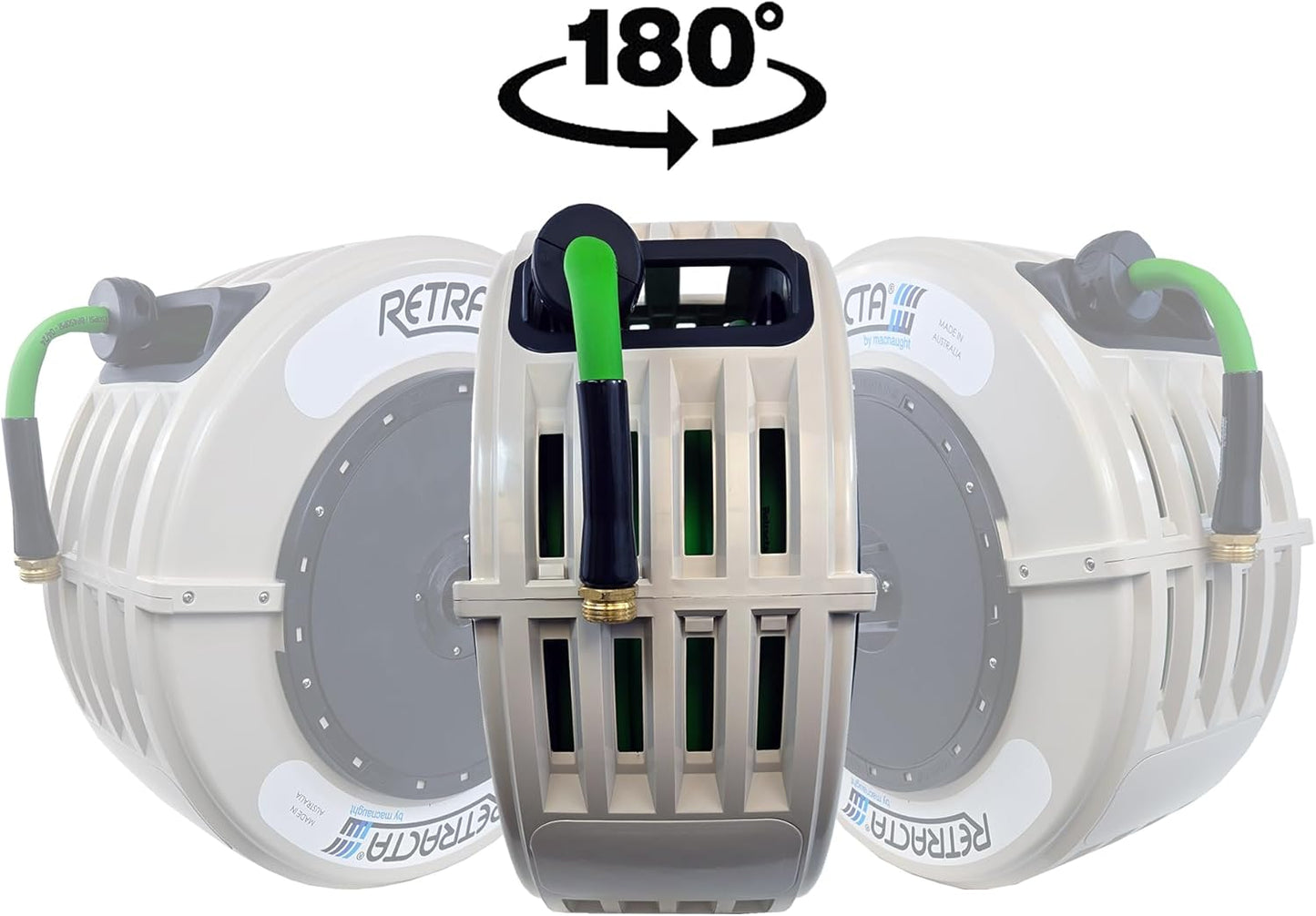 Macnaught Retractable Garden Hose Reel, 82 Ft Water Hose Reel Heavy Duty Retractable Hose with Metal 180° Swivel Rotation Bracket for Wall Mount - Green