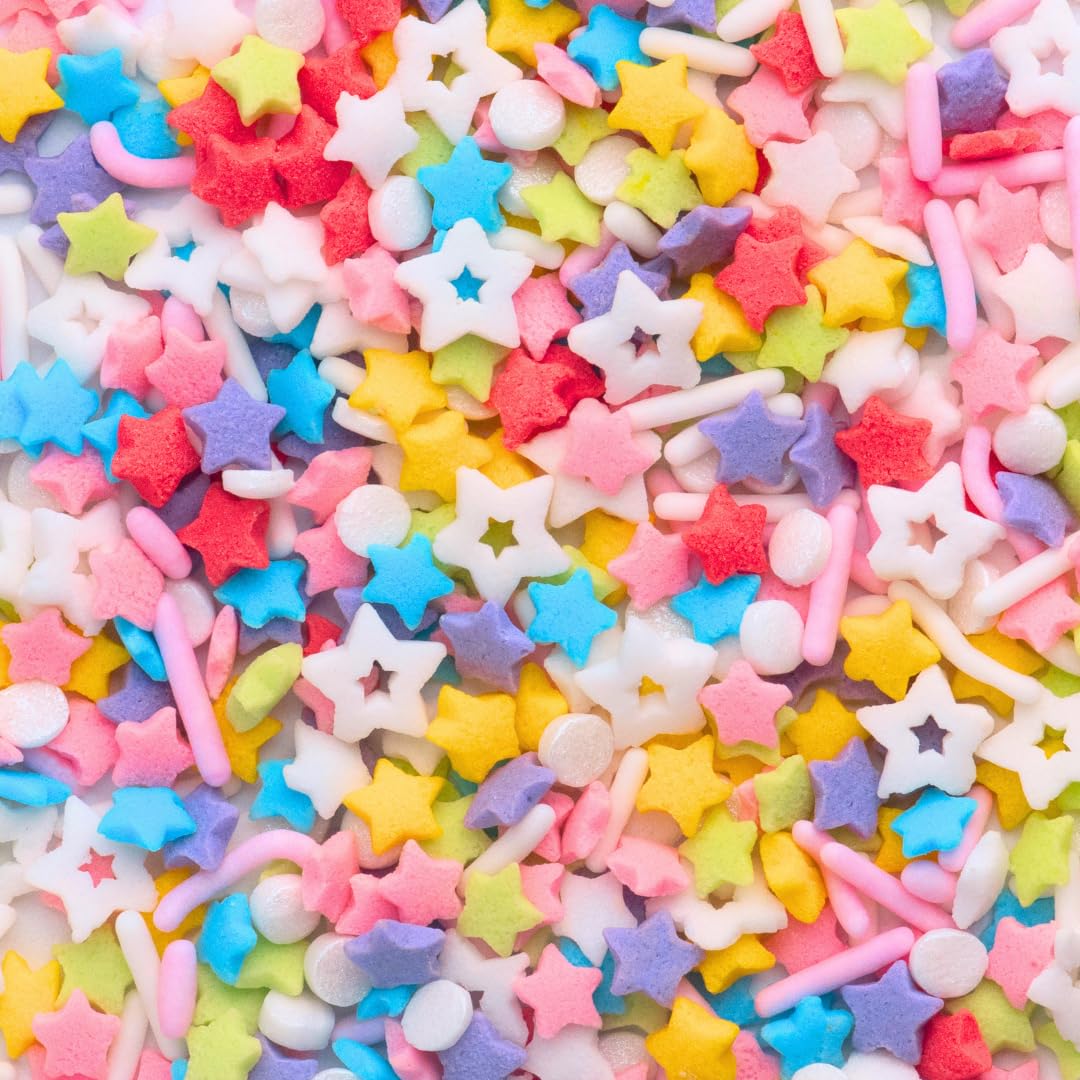Sweets Indeed Sprinkles, Edible Sprinkle Mix, Perfect for Cake Decorations, Baking, Ice Cream, Cookies, Cupcake Topper (Rainbow Star)