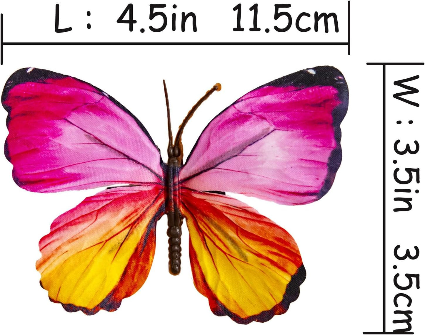 YCHTEWY-Decorative Butterfly Clips, 3D Artificial Silk Butterflies, Multicolor, 12-Pack, Home and Floral Decor (A Wire)