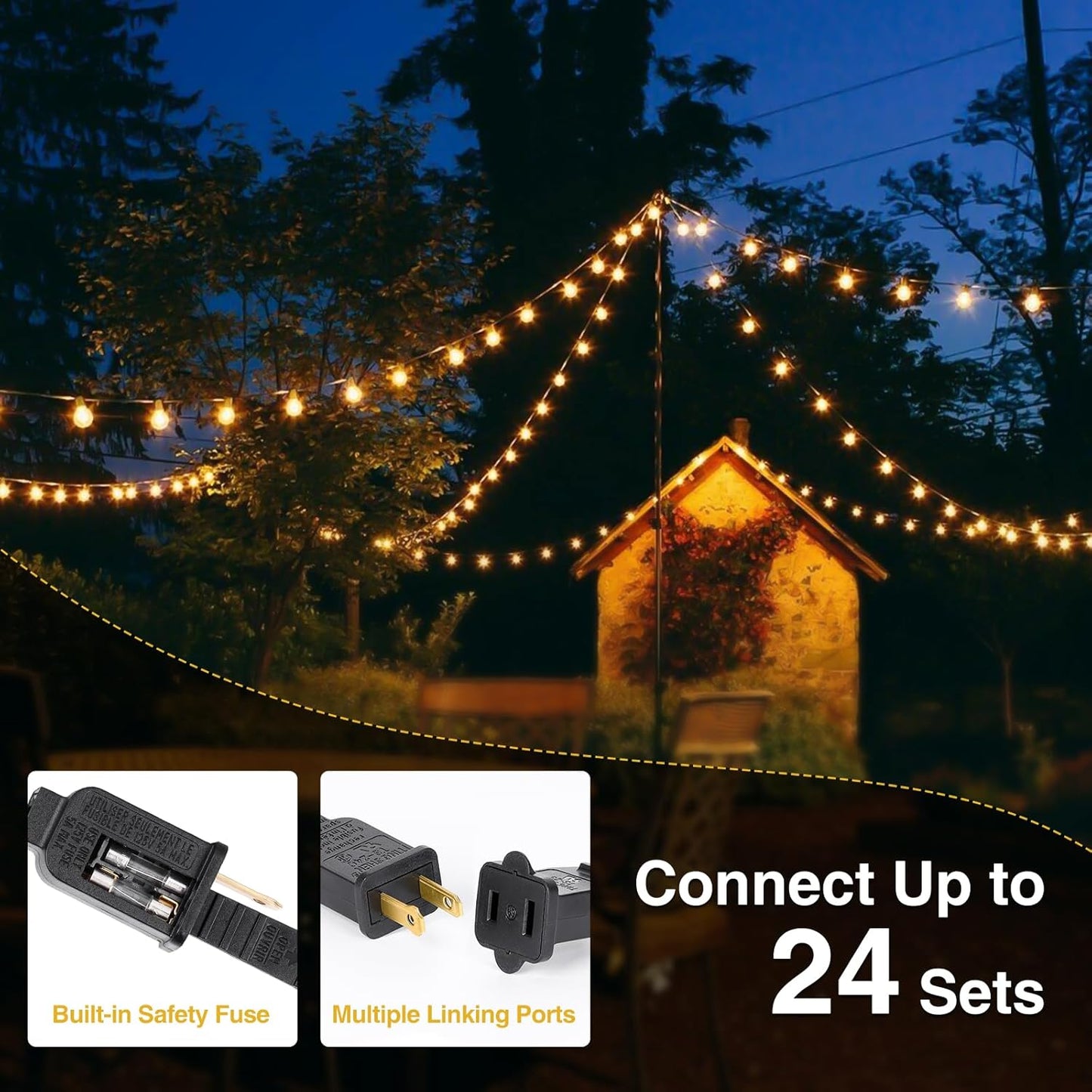 ZJOJO 200FT Outdoor String Lights, G40 Globe Outdoor Lights with 60 Shatterproof LED Bulbs 2700K, IP65 Waterproof Patio Light String Lights for Outside Backyard Porch Party