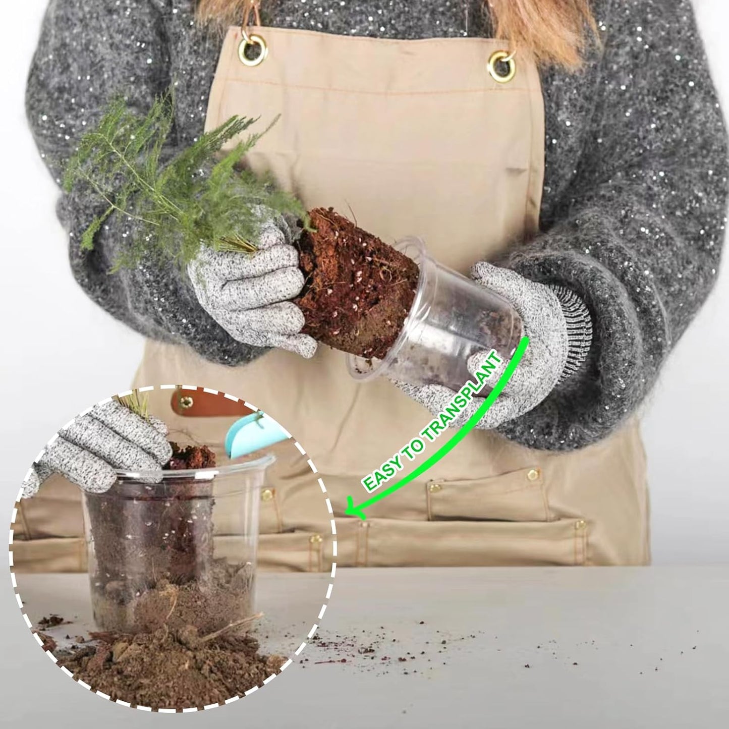 JERIA 30 Pack 6/5/4Inch Clear Nursery Pots with Drainage Holes, Clear Plant Pot for Planting, Transparent Plastic Plant Pots,Durable Seed Starting Pot for Succulents