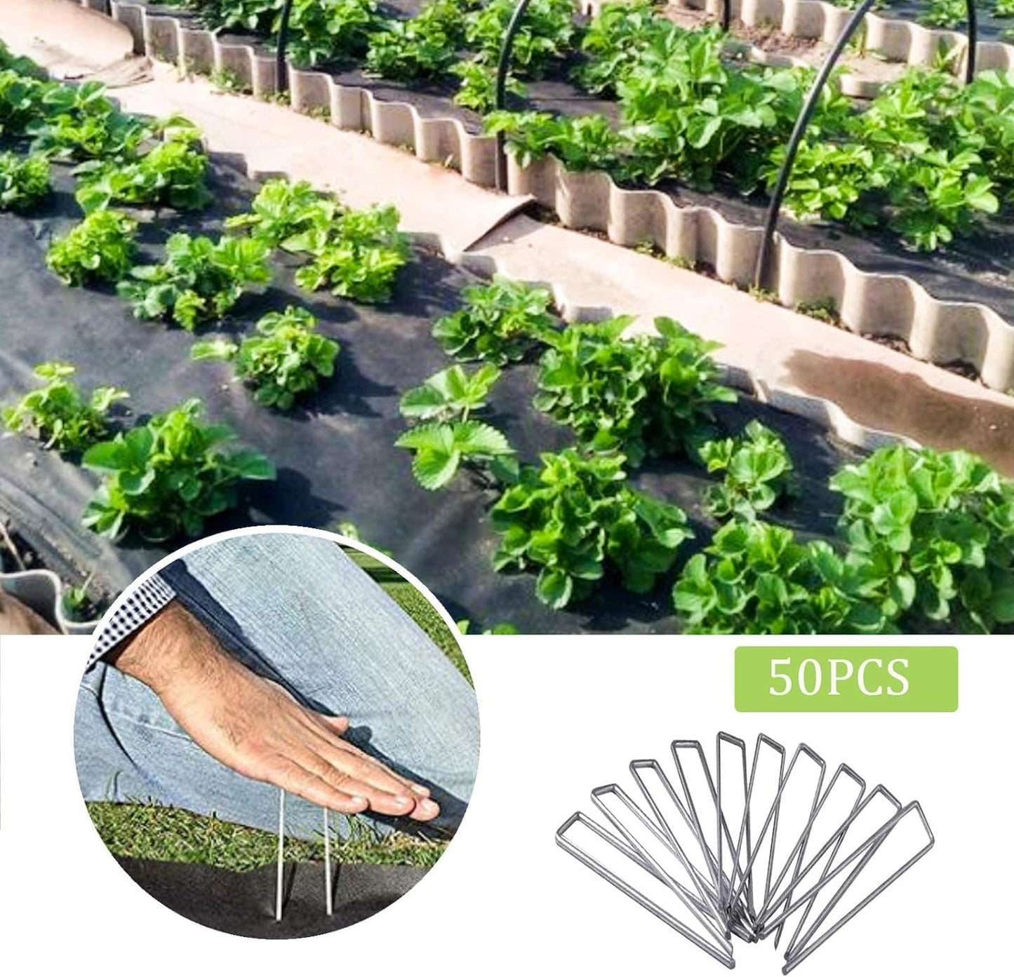 12 Inch Galvanized Garden Landscape Staples Stakes, 25 50 100 PCS Anti-Rust Garden Staples U-Shaped Landscape Pins for Secure Lawn Fabric (50, 12 Inch)