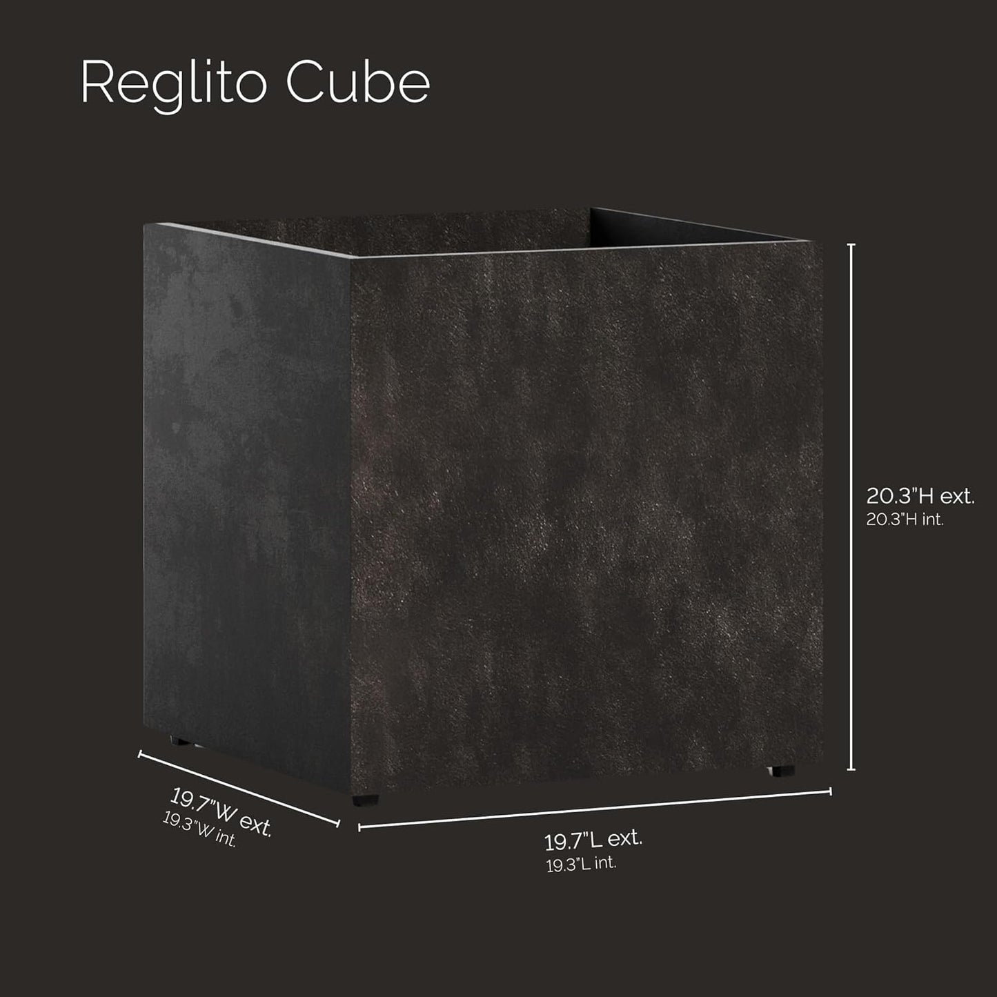 Reglito Cube Planter - 19.7 in x 19.7 in x 20.3 in - Brown Stone