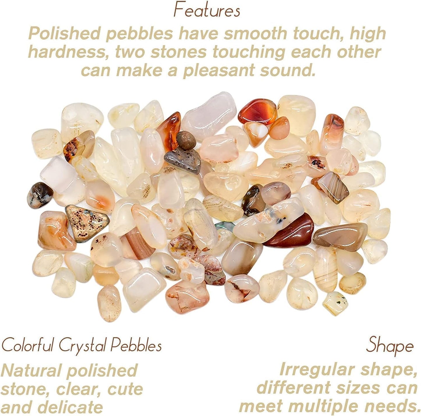 Halatool Crystal Pebbles 6 LB Bulk Bag 0.27"-0.79" Natural Landscaping Pebbles Aquarium Gravel Decorative Polished Stone Suitable for Plants Home Decoration DIY Handmade Fish Tanks Vase Filler