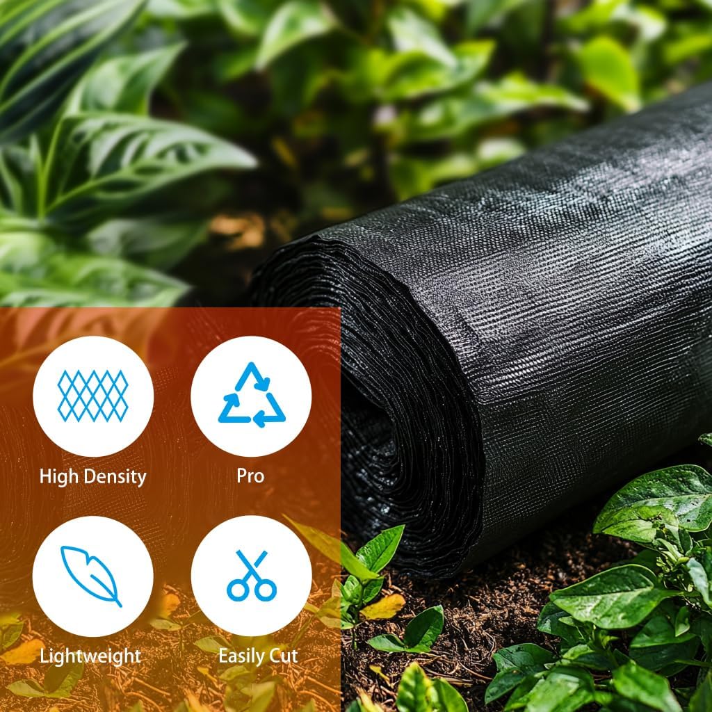 LIUJIAYI 2.4oz-3FTx800FT Weed Barrier Landscape Fabric - Durable Weed Block Gardening Ground Cover Mat, Woven Geotextile Fabric for Underlayment, Commercial Driveway Stabilization, Weed Control Cloth