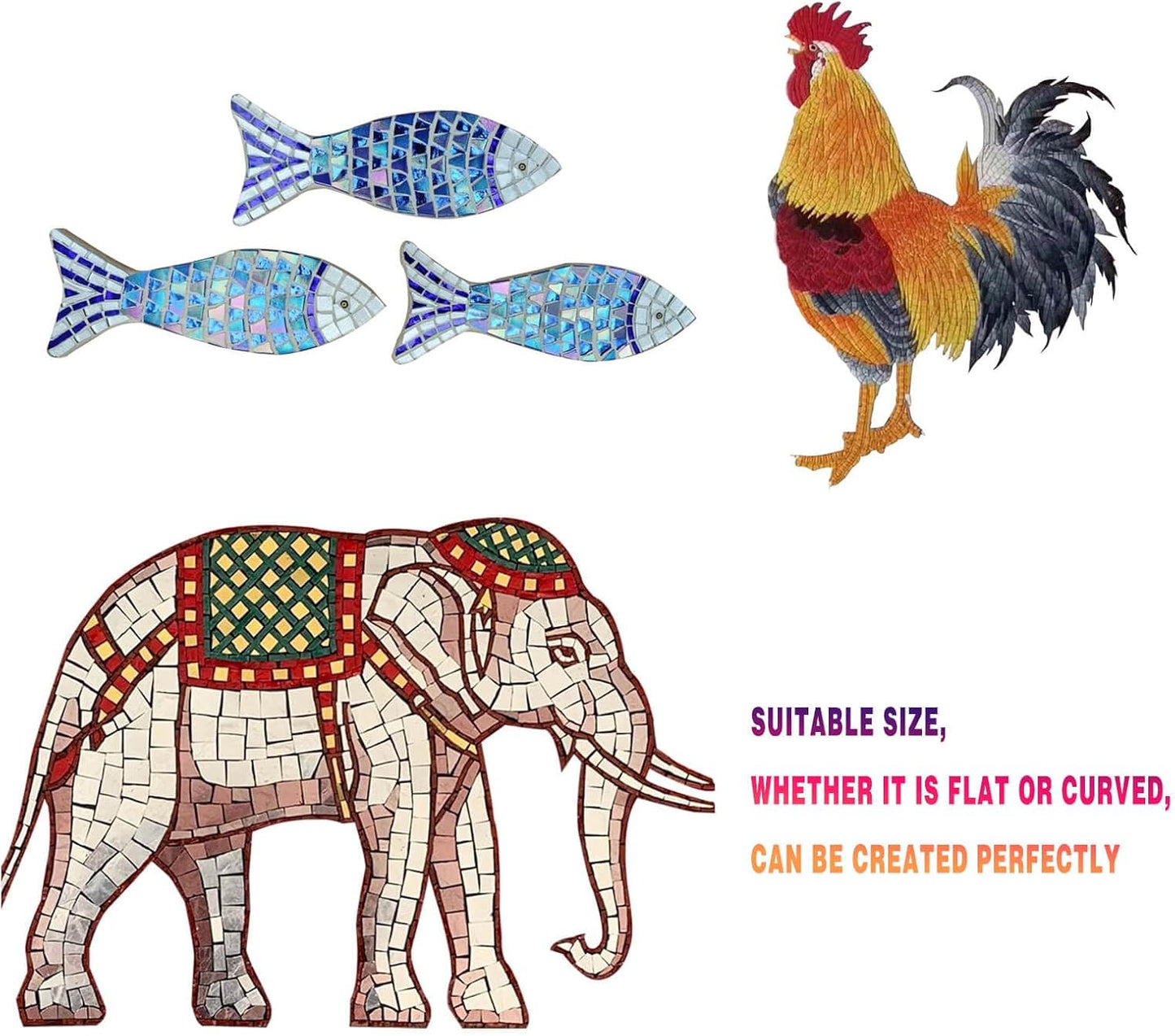 Smeinink Iridescent Mosaic Tiles - 1.1 lb Single Mosaic Pieces for Crafts, Glass and Stained Glass DIY, 34 Colors (WJ34-3)