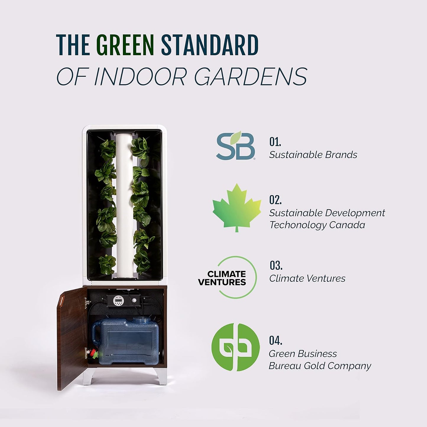 Just Vertical EVE Indoor Hydroponic Garden | Modern Furniture-Style Vertical Planter | Grow 12 Fresh Herbs & Vegetables Year-Round | Self-Watering, Energy-Efficient LED, Compact Design