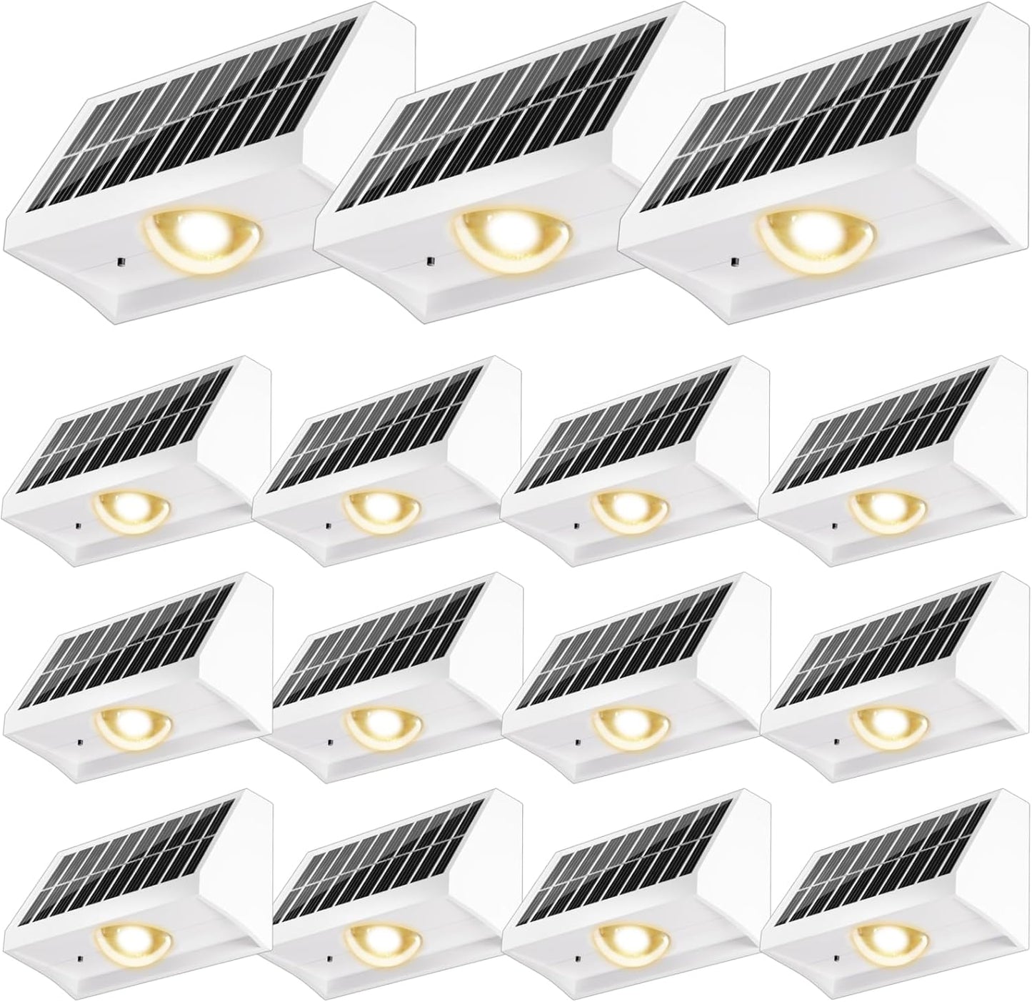 Solar Fence Lights Outdoor Waterproof High Brightness LED Spot Lens Deck Lights 7 Mode Warm & Cool White RGB Solar Powered Wall Lighting Decor for Outside Patio Step Backyard Railing - 16 Pack(White)