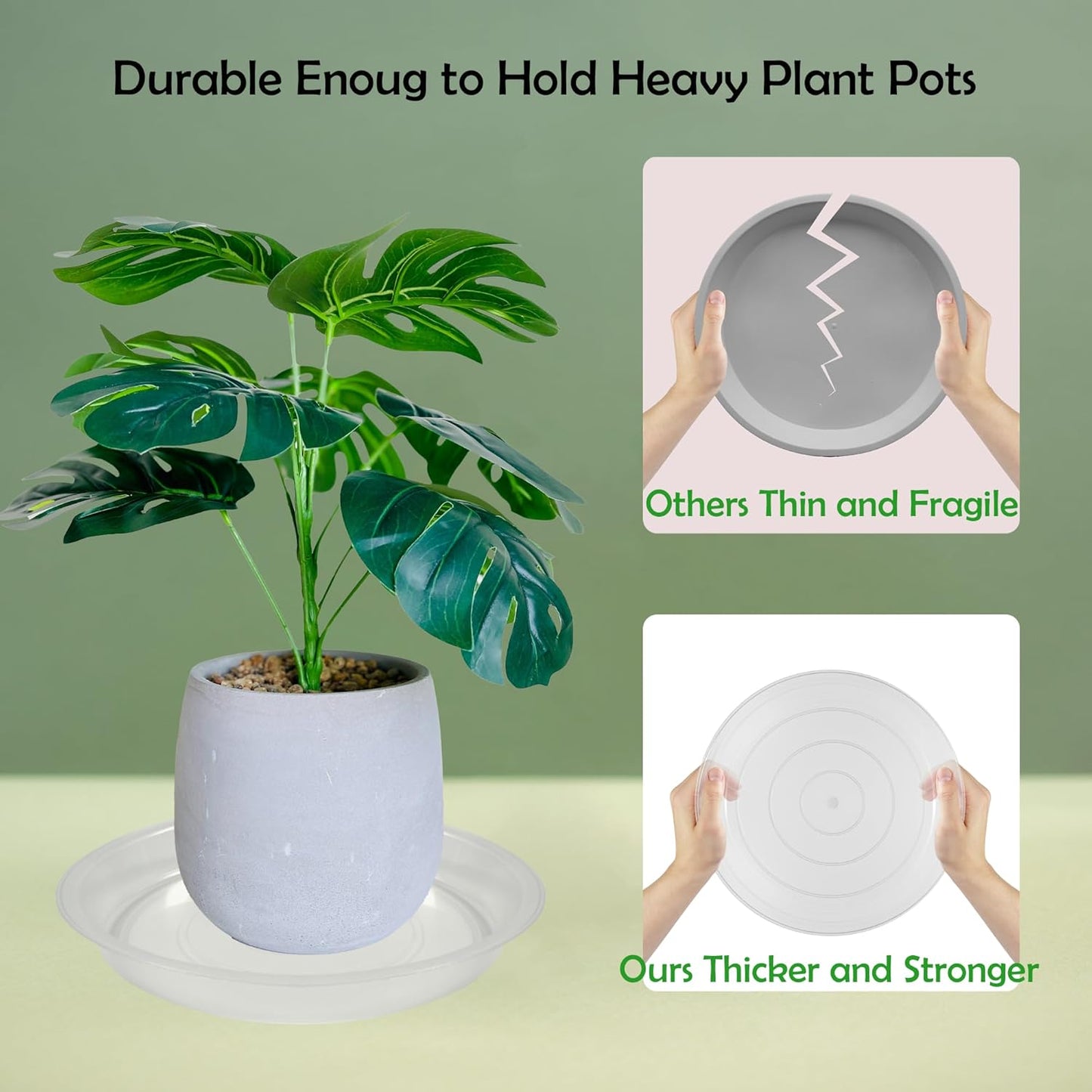 12 Pack 8 Inch Round Plant Saucers for Less 6.8 Inch Pot Indoors Outdoors Plant Trays for Pots Planter Saucer Plastic Plant Drip Tray Planter Water Tray for Potted Plants (Clear, 8"(12pcs))