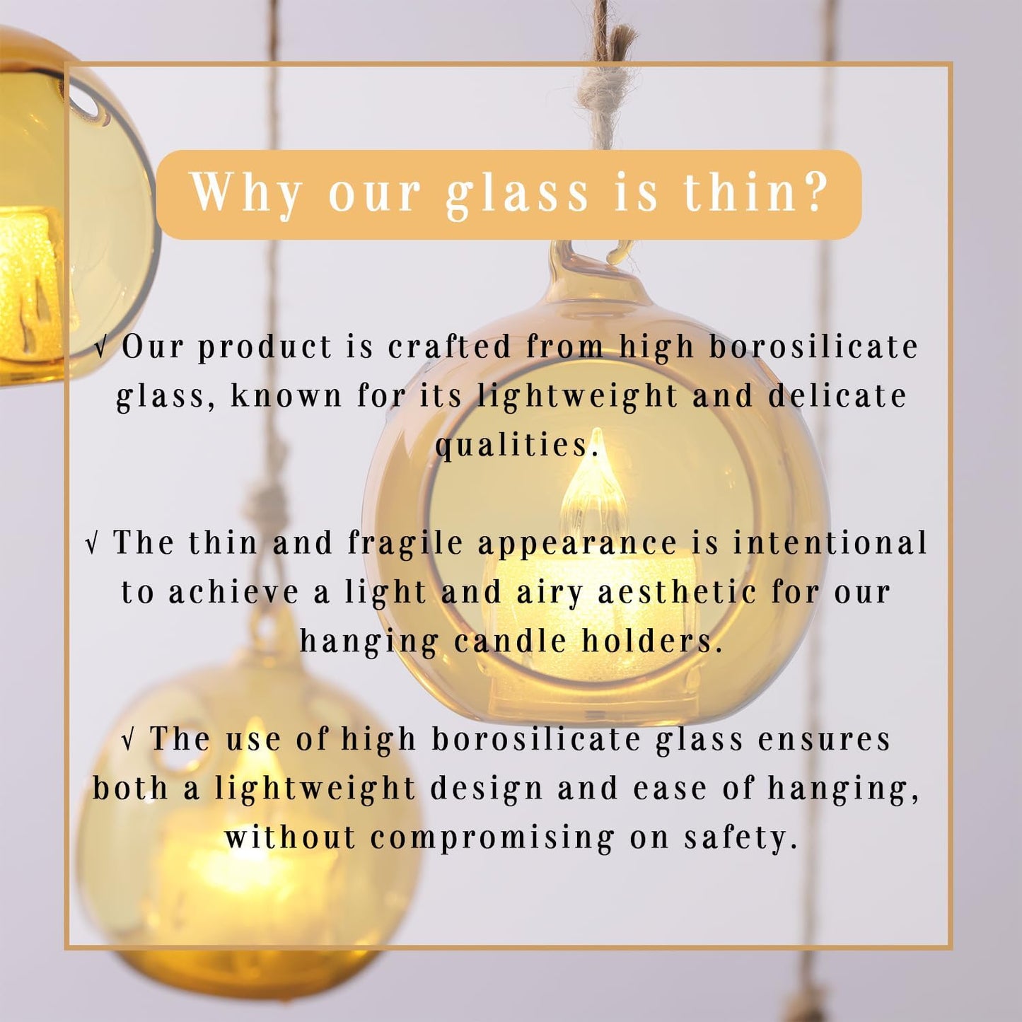 LETINE Assorted Amber Glass Orb Set (12pcs) with 2.17" & 1.93" Spheres - Versatile Tea Light Candle Holders & Air Plant Holders for Boho Wedding Decor