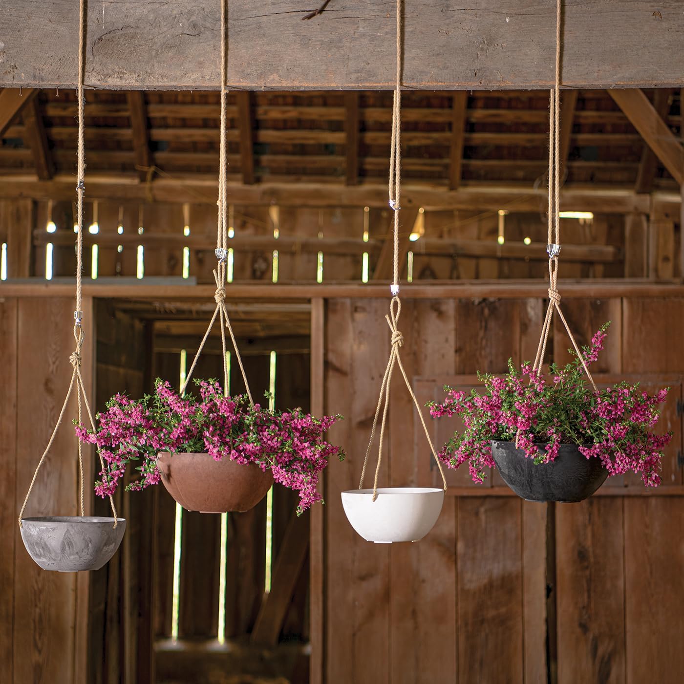 Root & Vessel Self Watering Hanging Planter for Indoor or Outdoor Plants, Unique Marbled Hanging Basket Made of Eco-Friendly Blend of Stone & Plastic, Gray, 12"