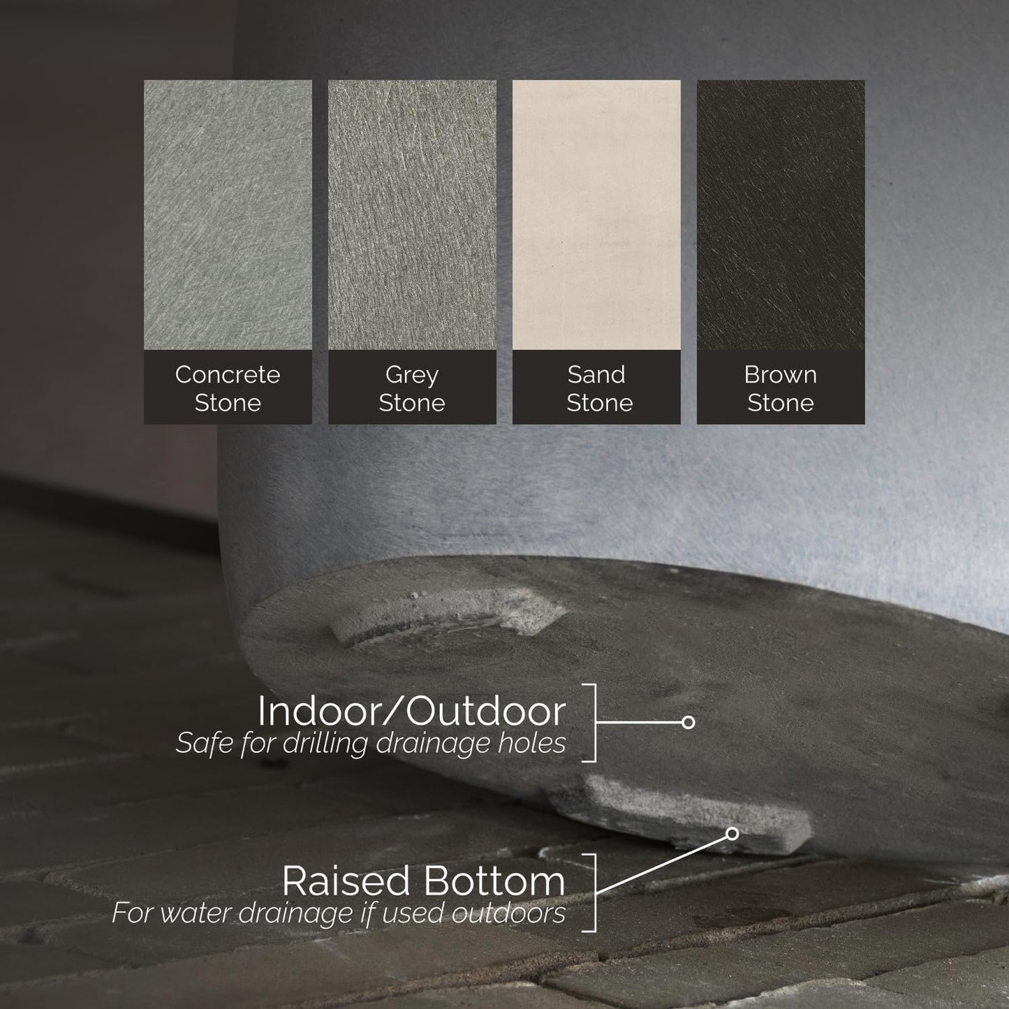 Lofto Tall Planter – Grey Stone Finish – Fiberglass Indoor/Outdoor and Weather-Resistant Large Planter (19.7" D x 43.7" H Exterior, 18.5" D x 43.3" H Interior)