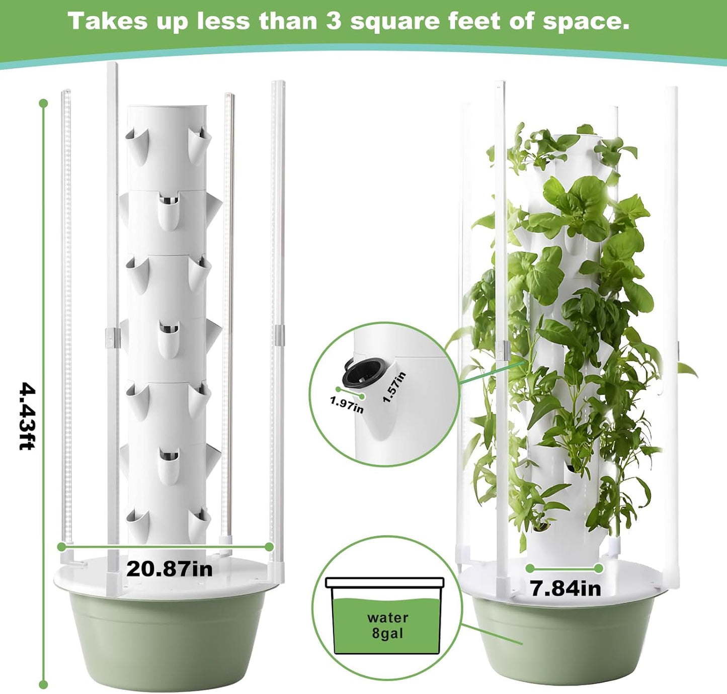 Hydroponic Growing System Kit with LED Grow Lights, Vertical Hydroponic Tower, Indoor Herb Garden, 28 Planting Pods,Lettuce Growing Garden