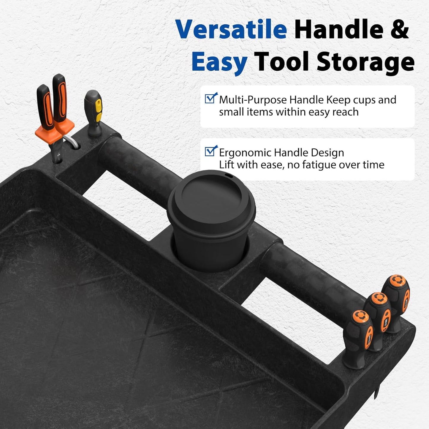 Heavy Duty Rolling Utility Cart with Wheels 2-Tier Utility Plastic Service Work Cart for Shop, Garage, Warehouse, Maintenance 550 lbs