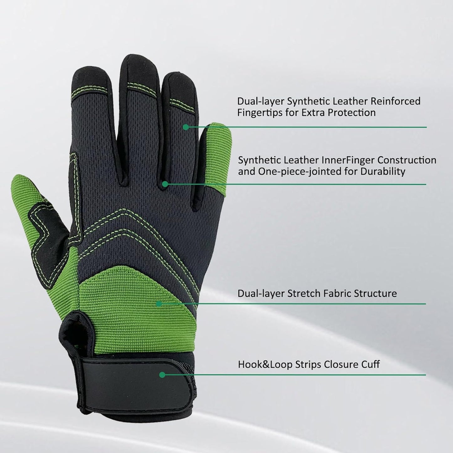 Synthetic Leather Spandex Mechanic Thorn Proof & Puncture Resistant Working Gloves with Touchscreen Support - Safety Work and Gardening Gloves for Men and Women