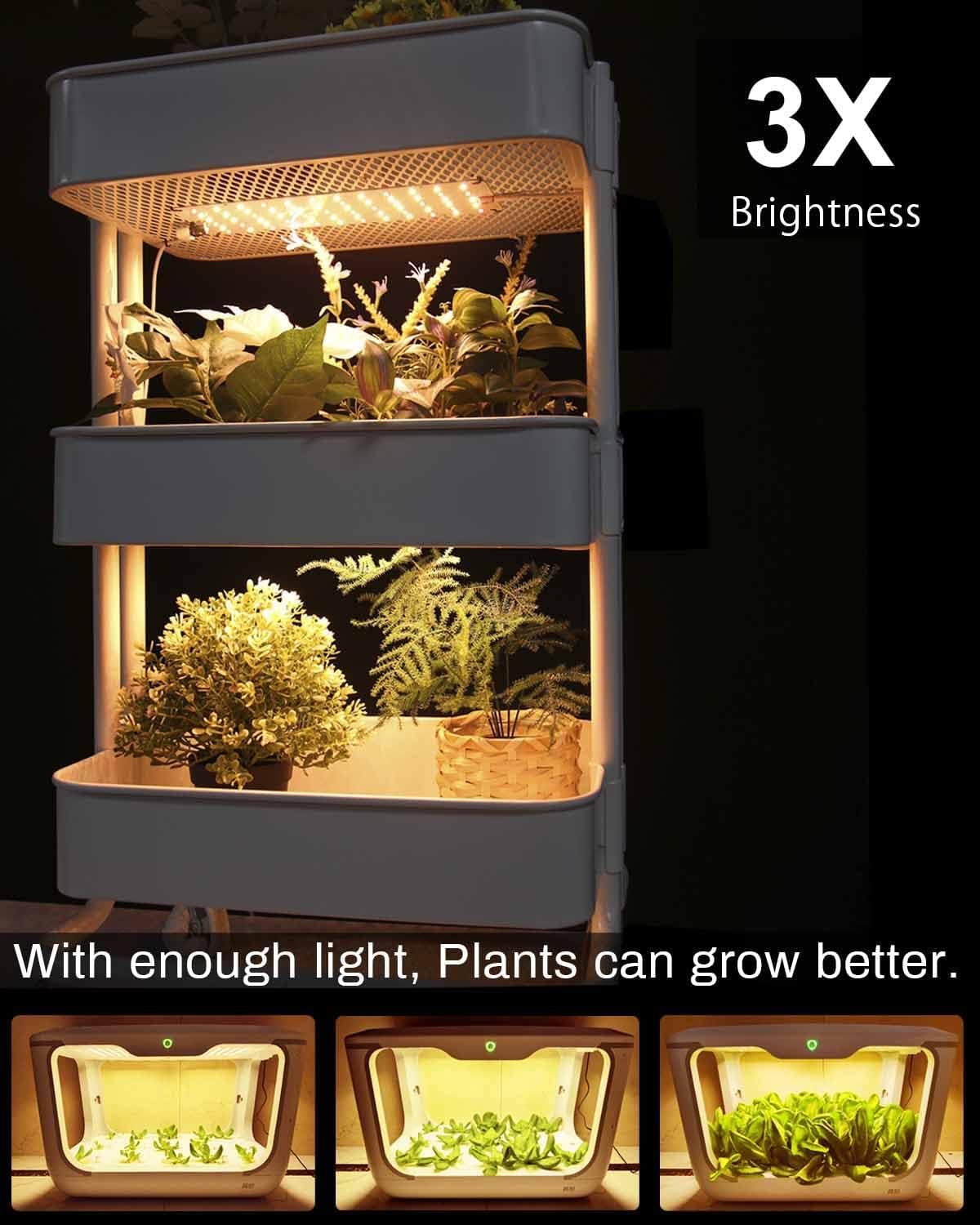 Grow Light, 20W Ultra-Thin LED Grow Lights for Indoor Plants Full Spectrum, 6/10/12H Timer Plant Light, 132 LEDs Under Cabinet Plant Growing Lamp Strip for Seedlings, Veg, Flowers (2pcs)