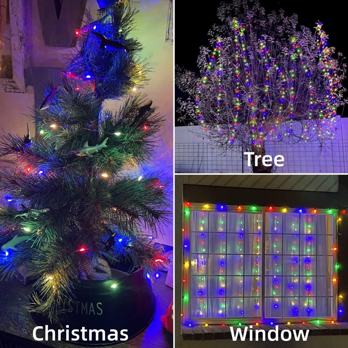 YEGUO Solar Fairy Lights Outdoor Waterproof, 4 Pack Each 33ft 100 LED String Lights, 8 Modes Silver Wire Twinkle Lights (Multicolor)